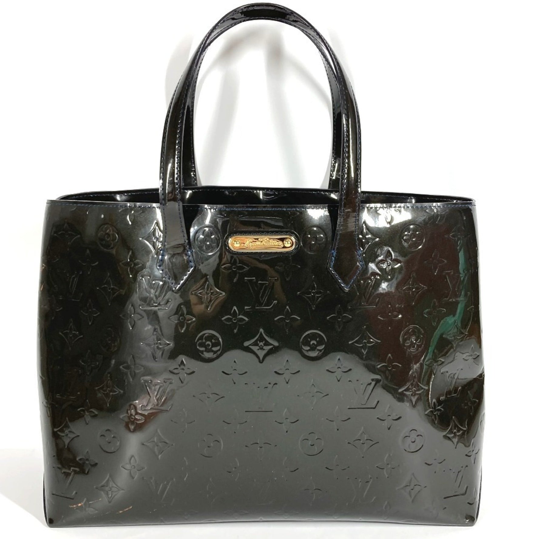 LOUIS VUITTON Monogram Vernis Wilshire MM Tote Bag/Shoulder Bag, Vernis, Blue Infini, Navy