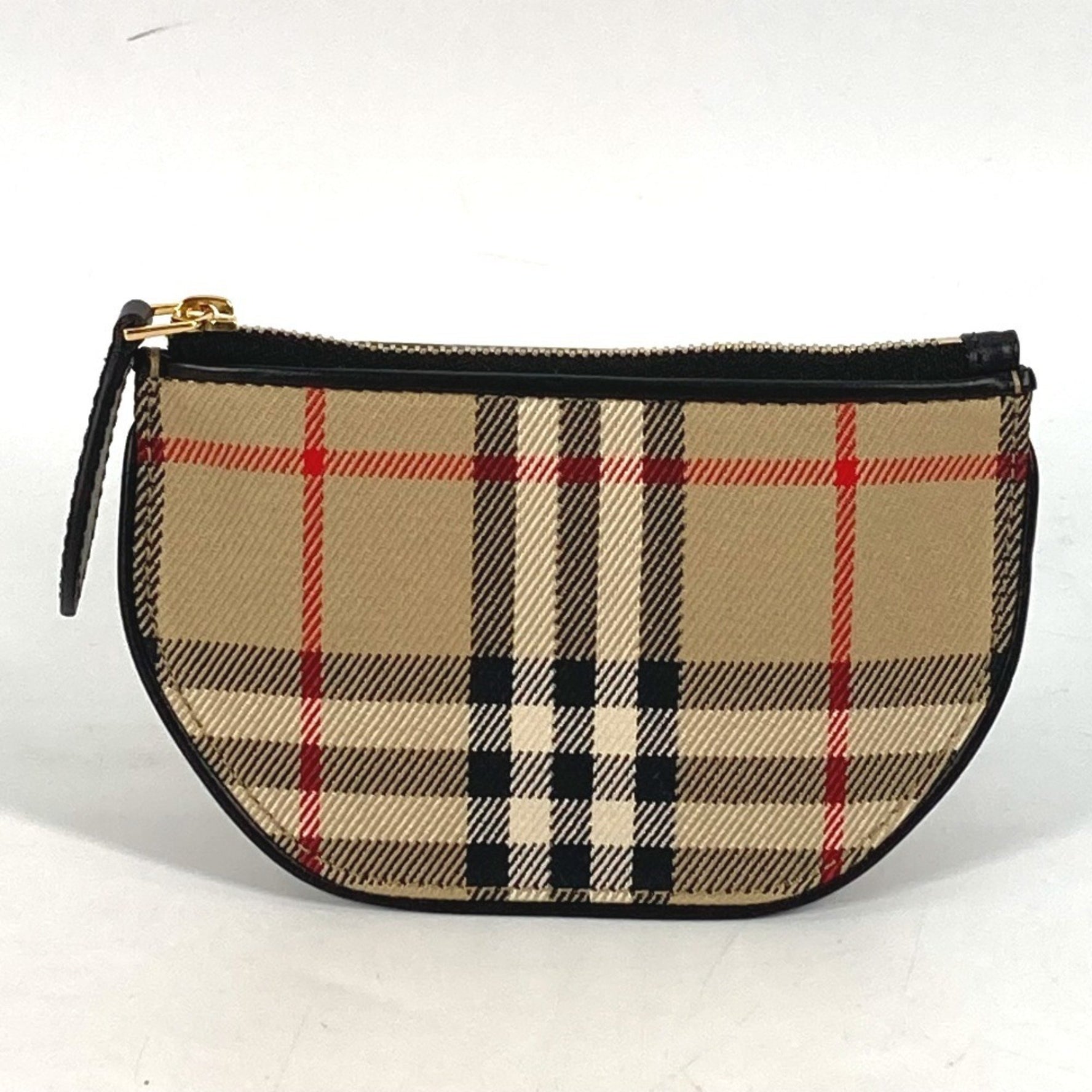 BURBERRY Coin Purse Wallet Olympia Check Wallet/Coin Case Leather Canvas Women's Beige