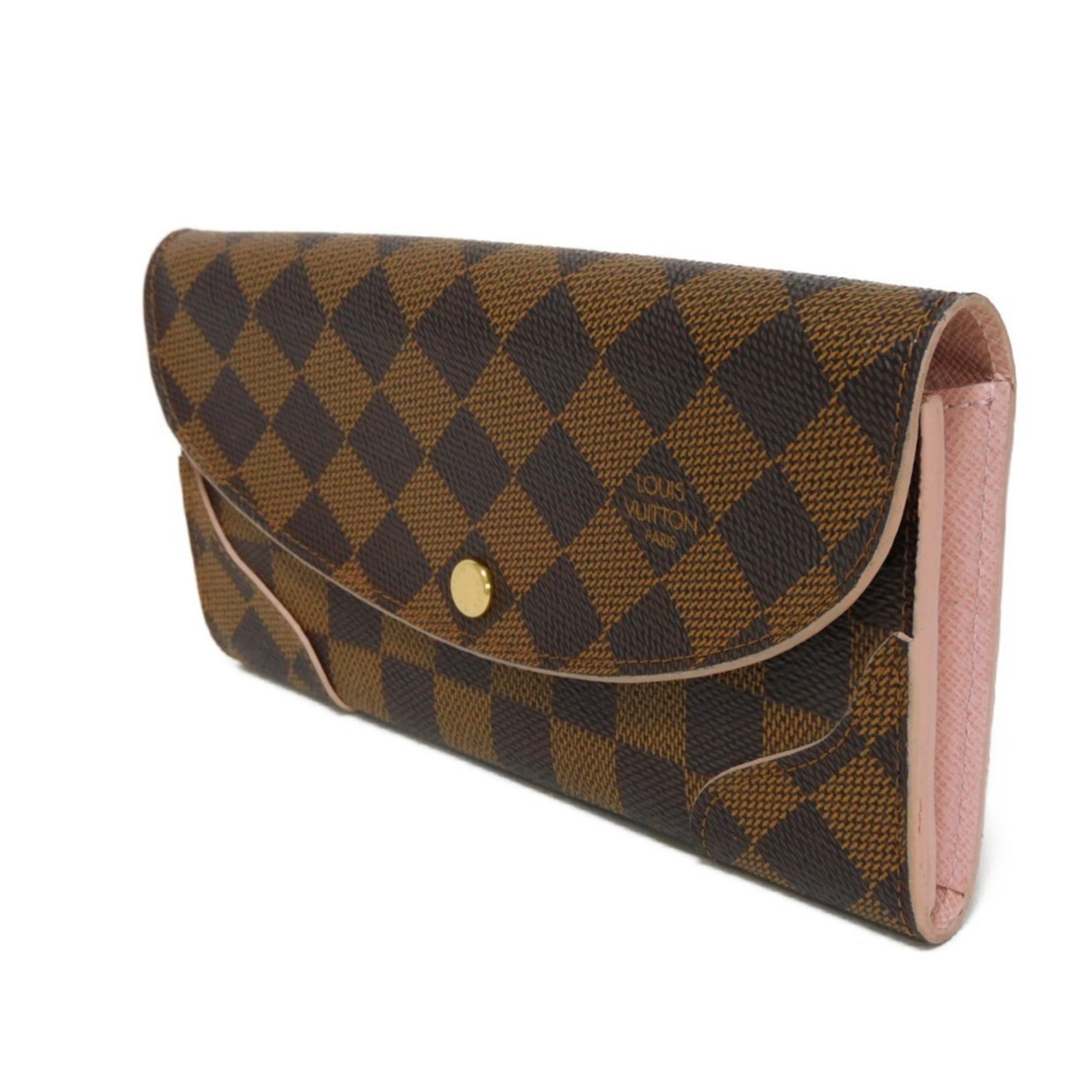 Louis Vuitton Long Wallet Portefeuille Kaisa Ebene Brown Pink Bi-fold Bicolor Damier Rose Ballerine Billfold