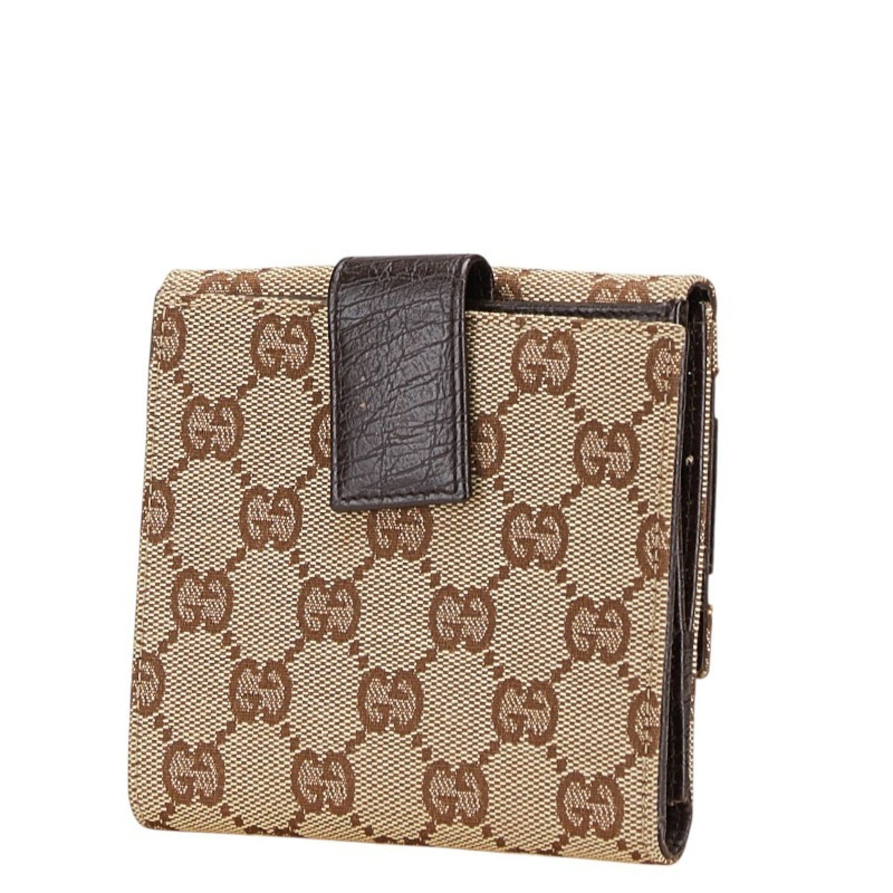 Gucci GG Canvas Horsebit Sherry Line Bifold Wallet Leather