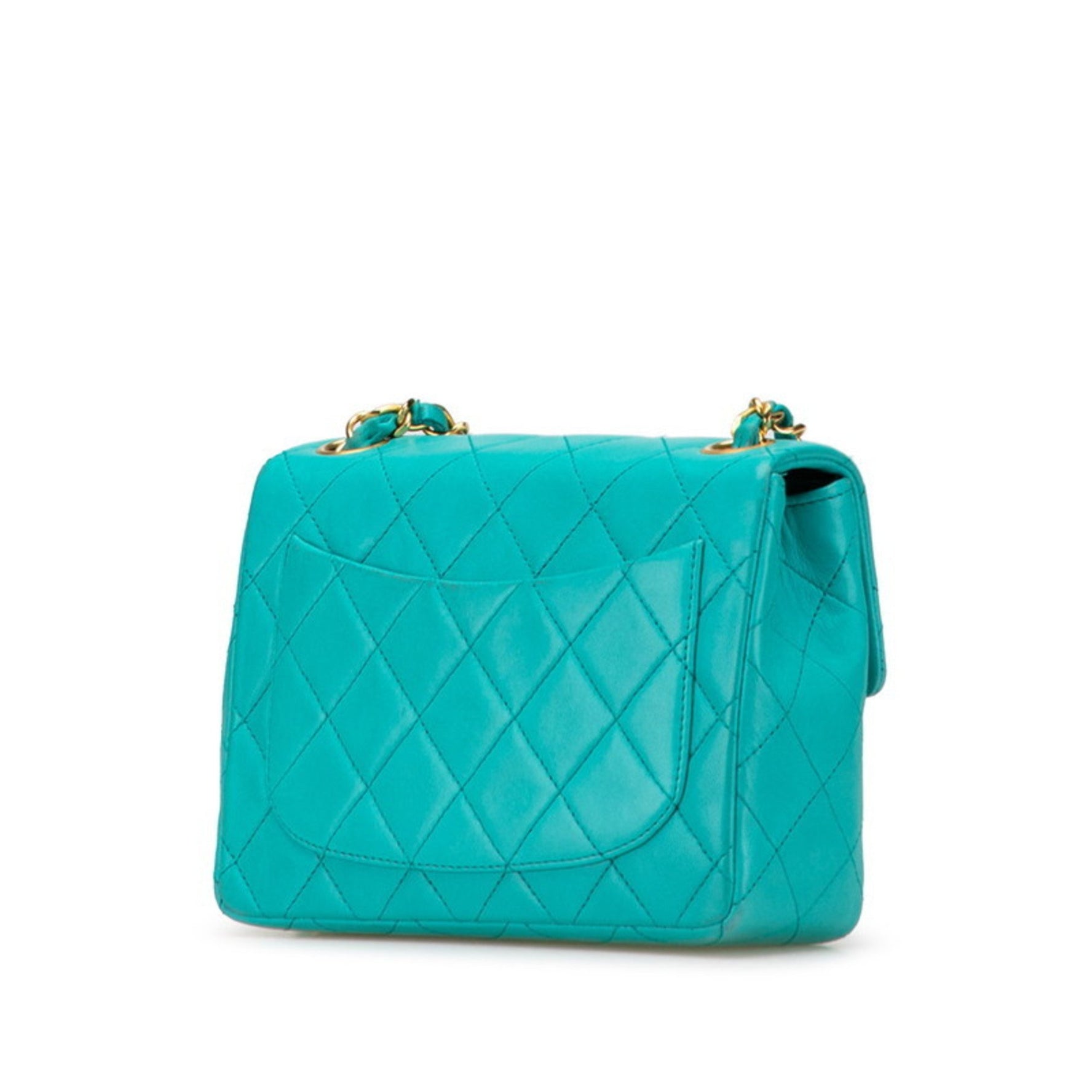 CHANEL Matelasse Coco Mark Chain Shoulder Bag in Blue Lambskin