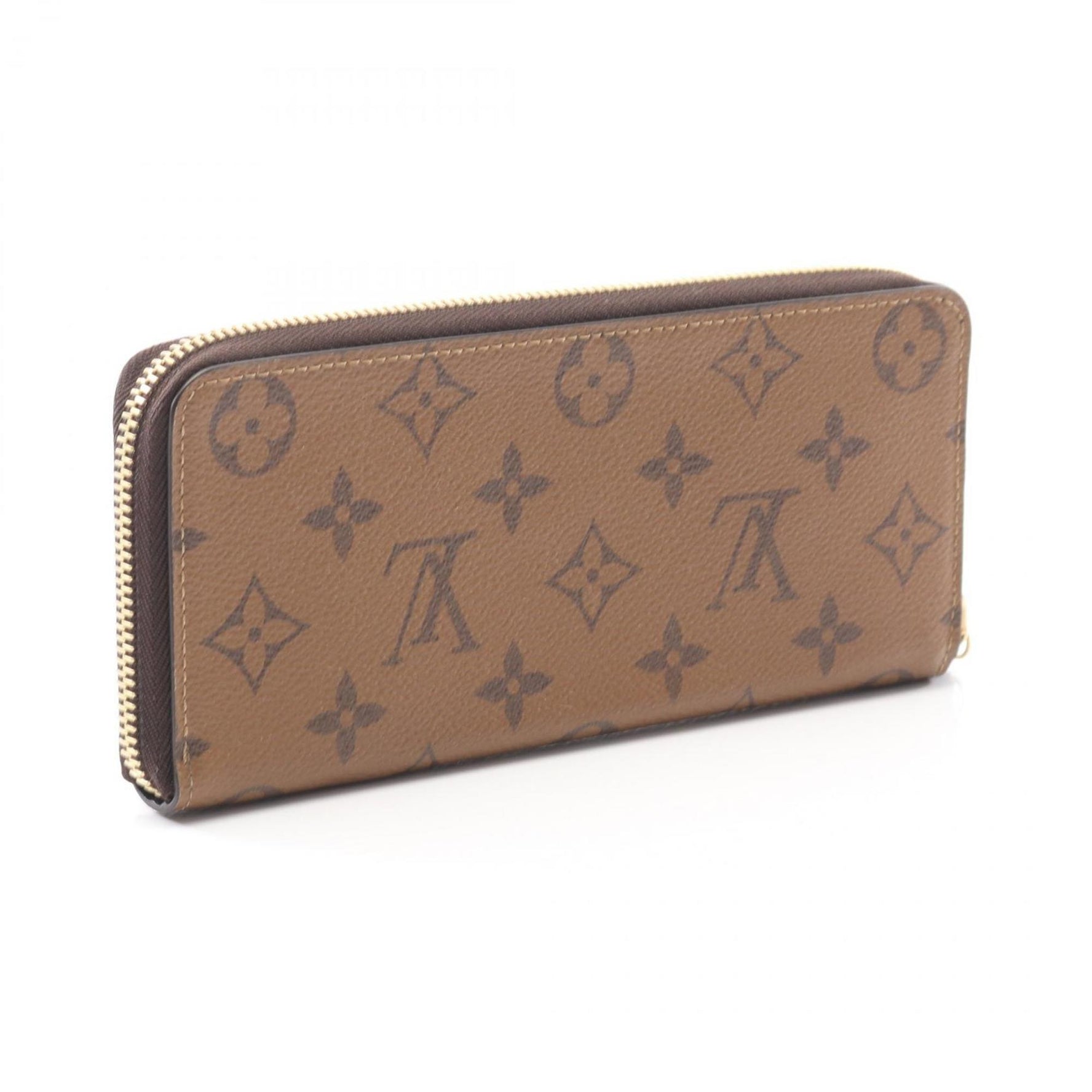 Louis Vuitton Portefeuille Clemence Round Long Wallet in Coated Canvas with Monogram Reverse Pattern