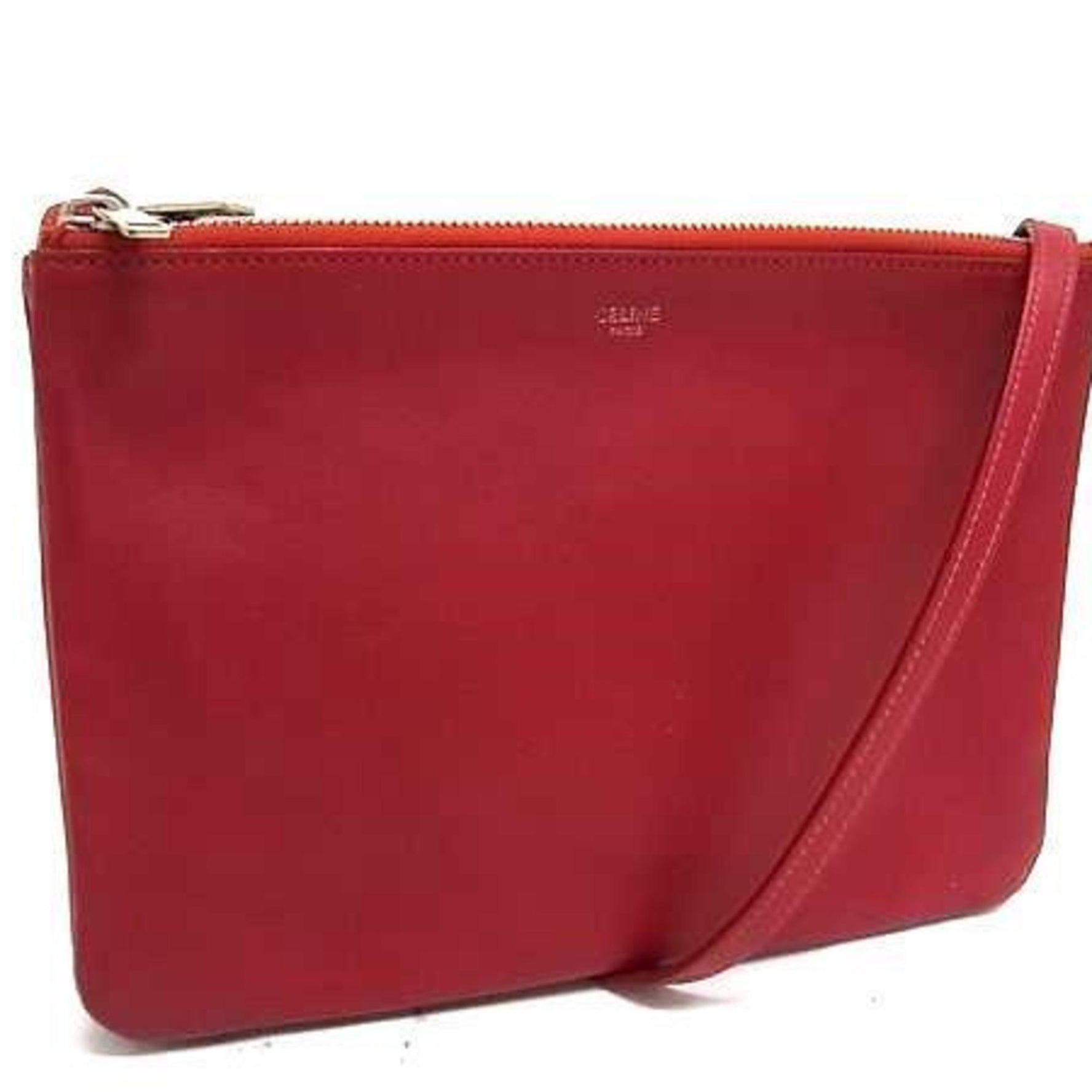 CELINE Trio Large Shoulder Bag - Red Leather