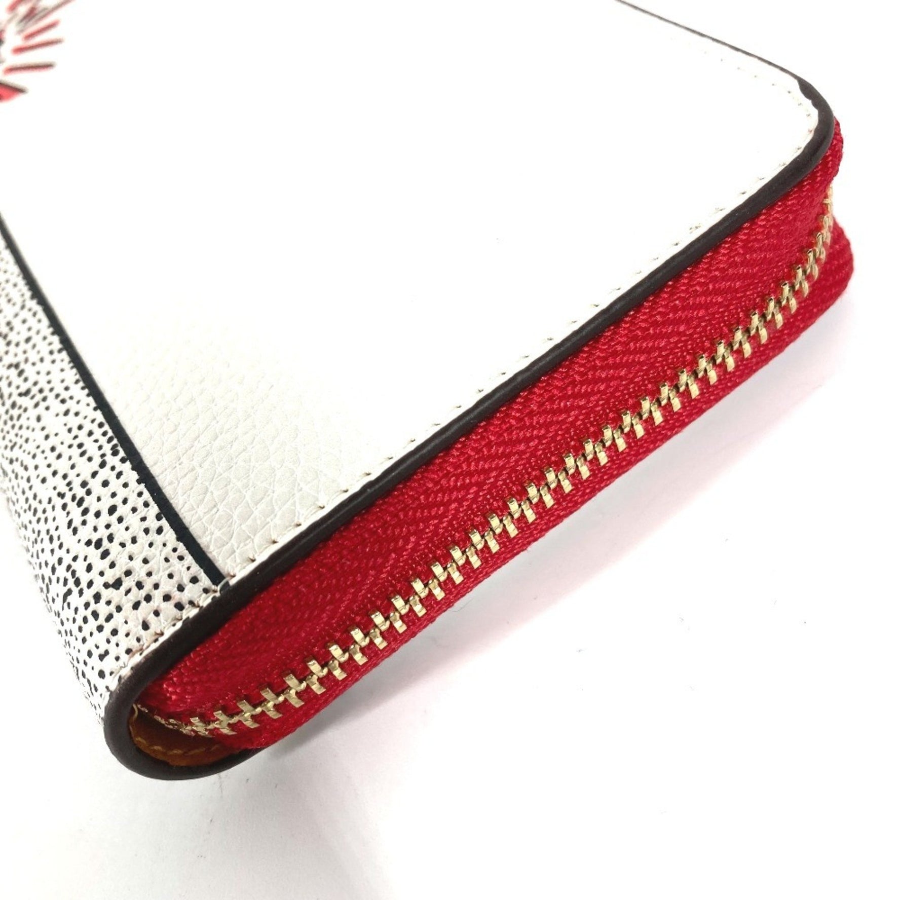 COACH Keith Haring Collaboration Mickey Mouse Accordion Zip-Around Disney Long Wallet in White Leather