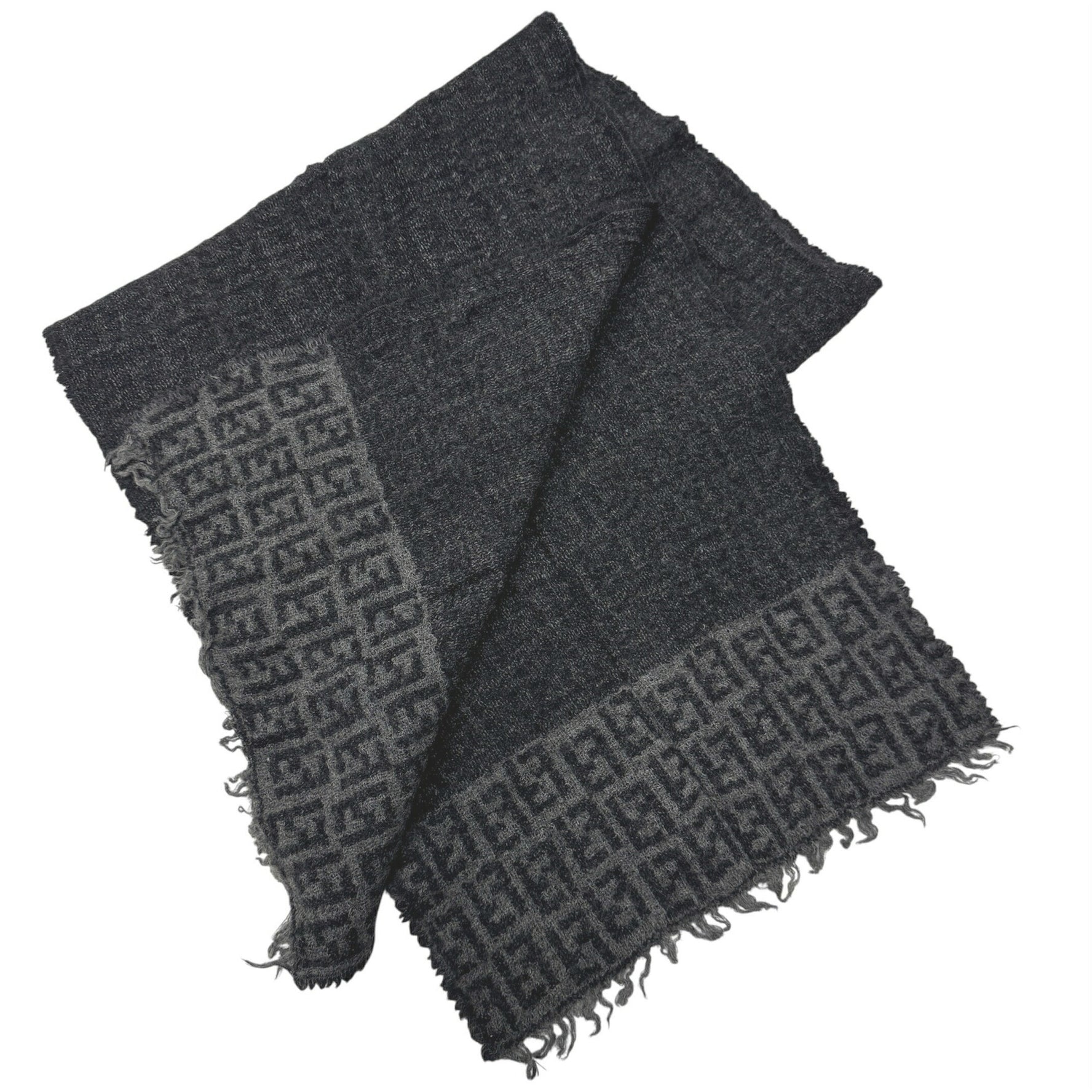 FENDI Zucchino Grey Wool Scarf