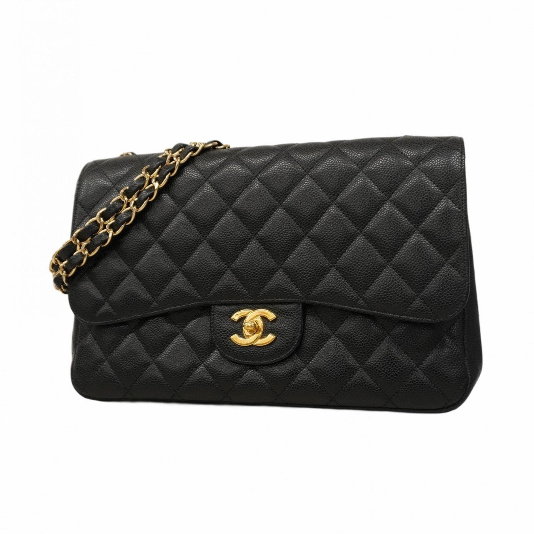 Chanel Shoulder Bag, Large Matelasse, Double Chain, Caviar Skin