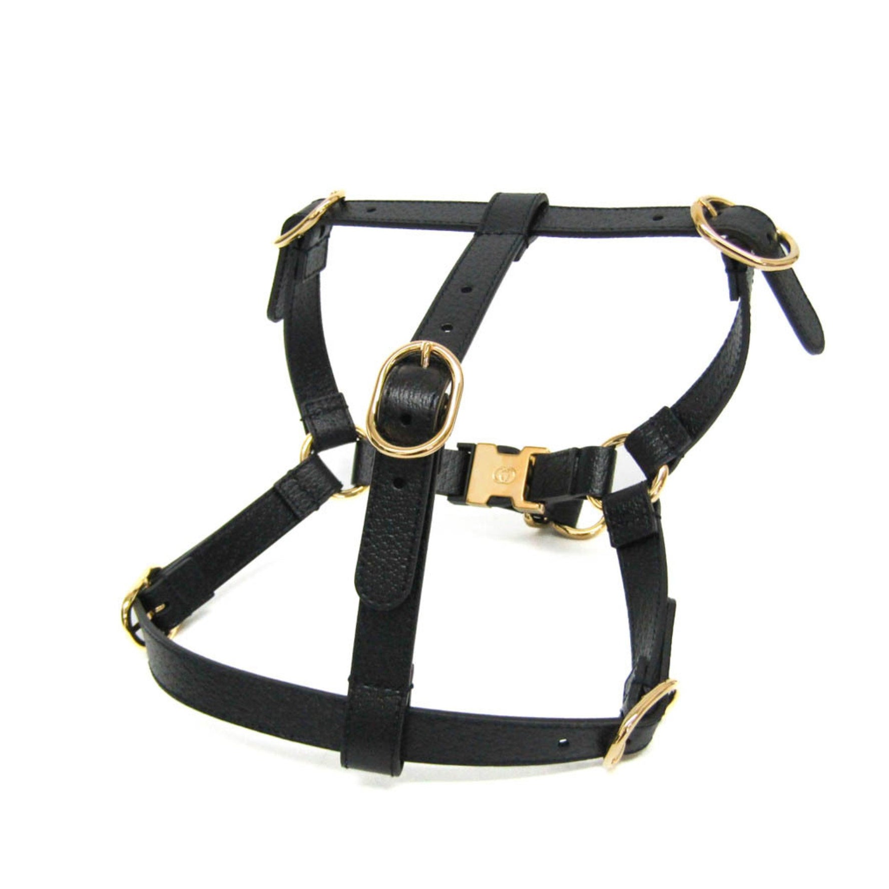 Gucci Interlocking G Pet Harness Size M Dog Harness Leather Black