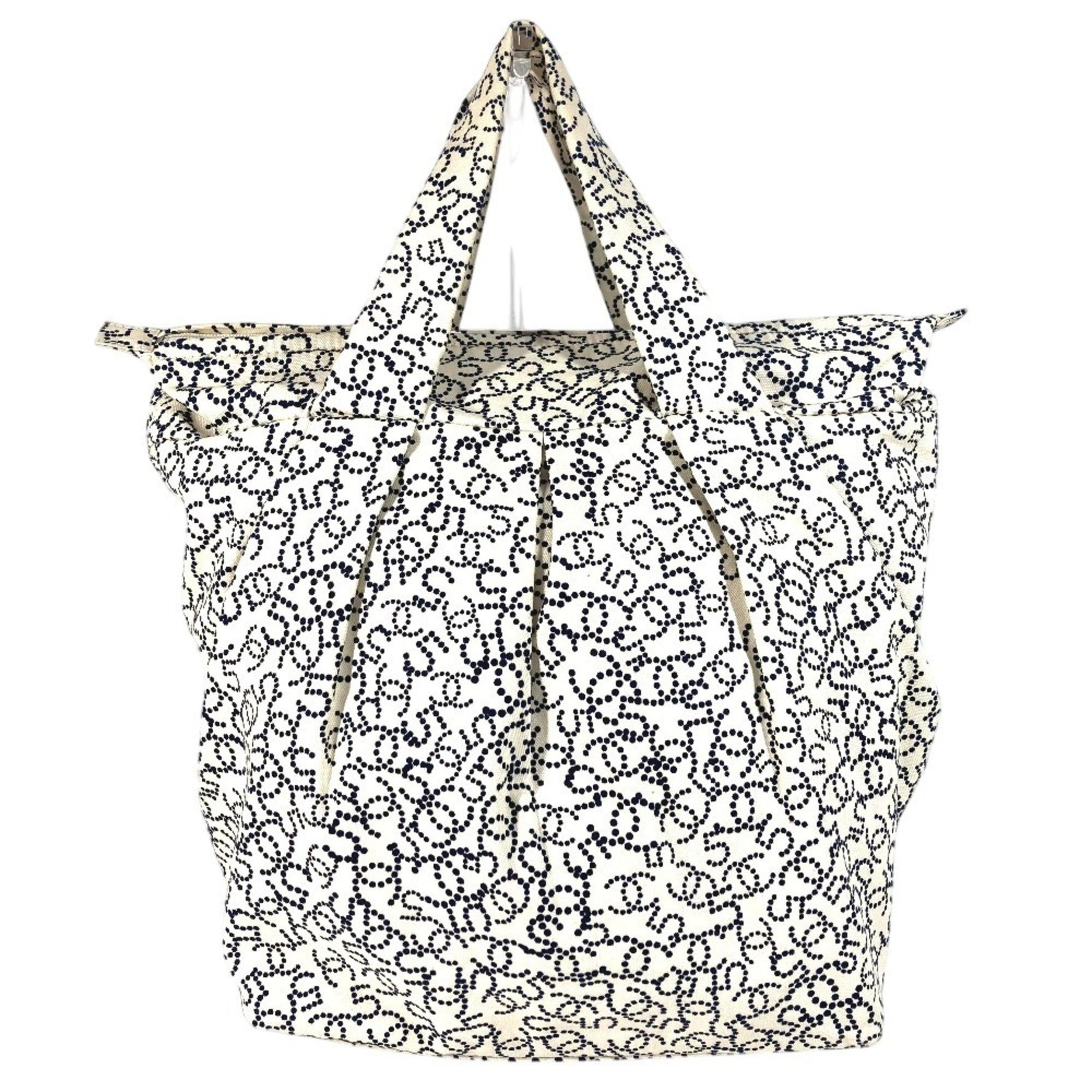 CHANEL Arabesque Tote Bag, Canvas Handbag, White