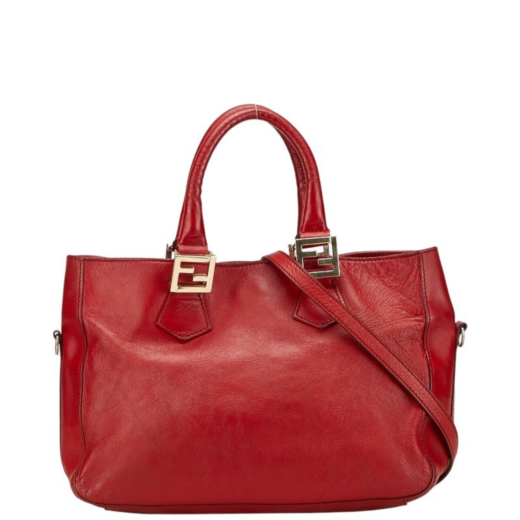 Fendi logo shoulder bag/handbag, red leather