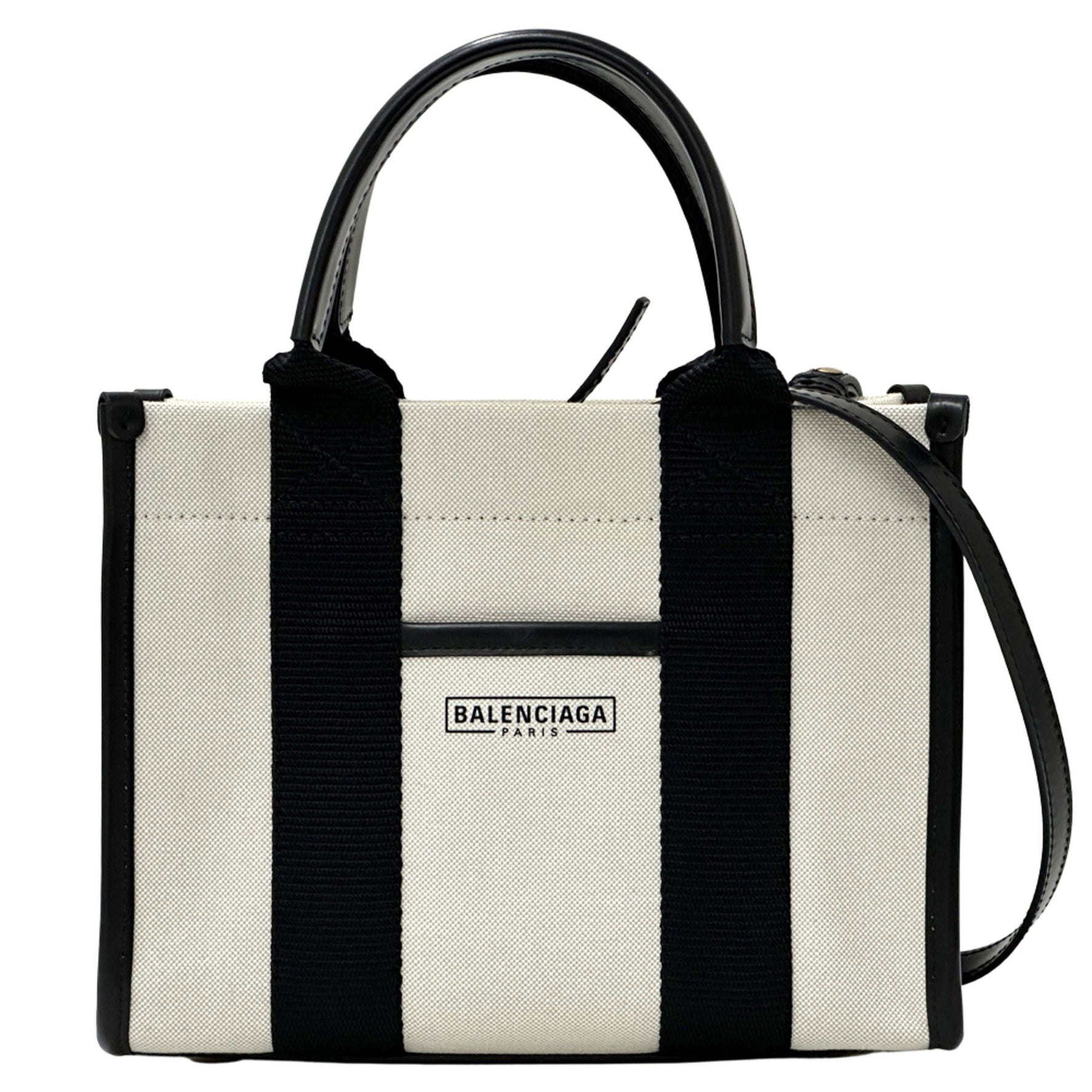 Balenciaga Handbag/Shoulder Bag, Canvas, Hardware XS, Ivory/Black, Mini Tote Bag