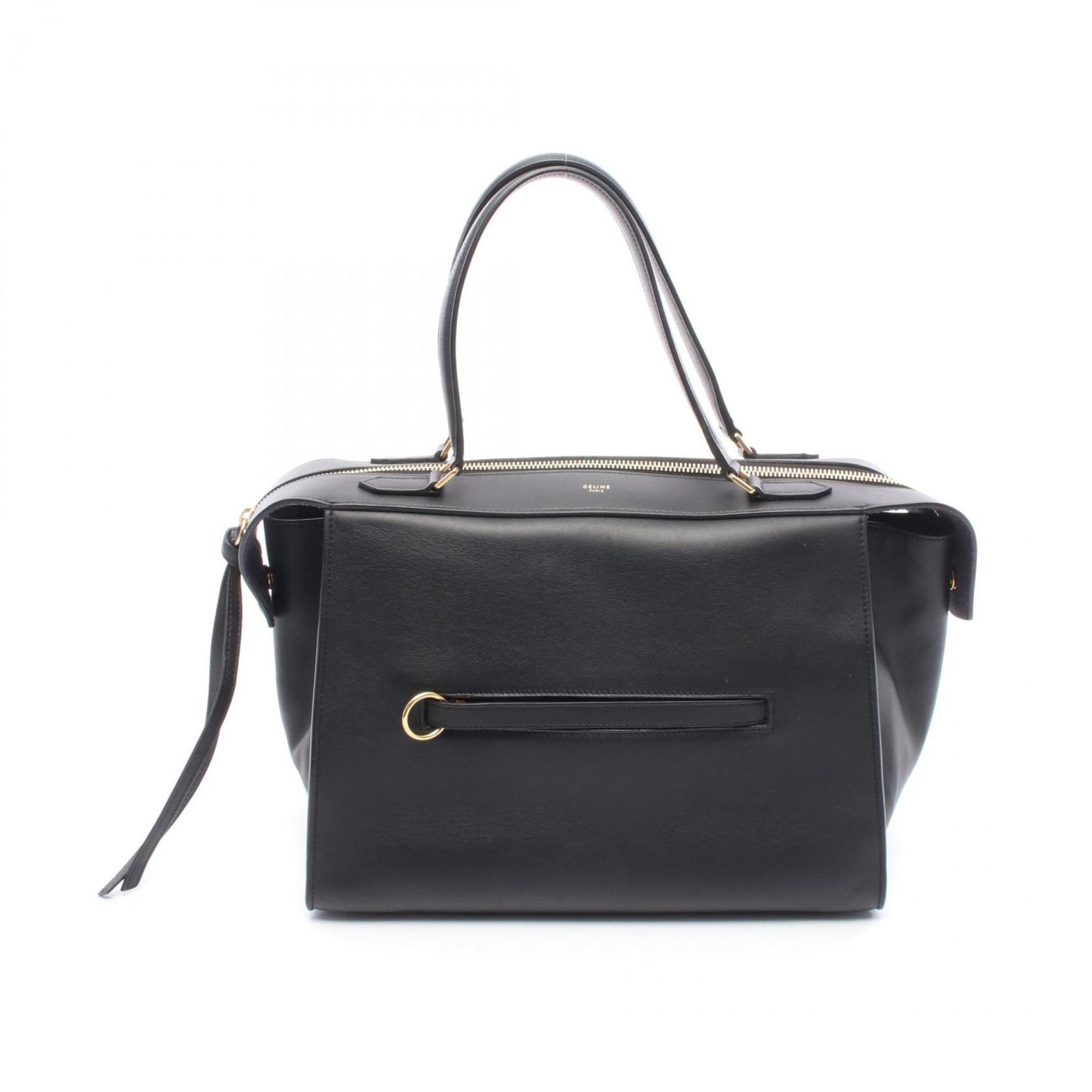 Celine small leather handbag with ring, black.