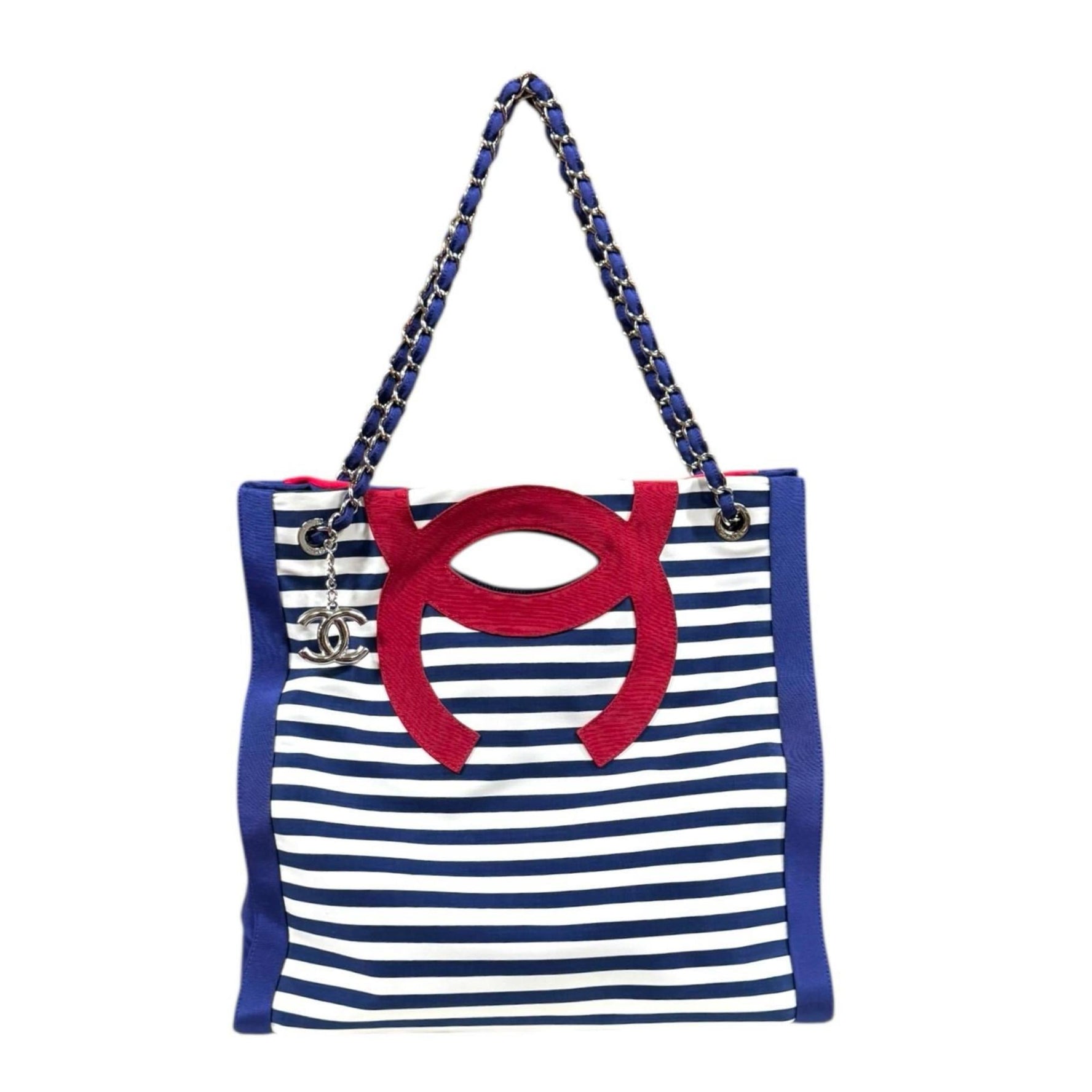 Chanel Family Sale Item Cruise Line Tote Bag Cotton Blue Chain