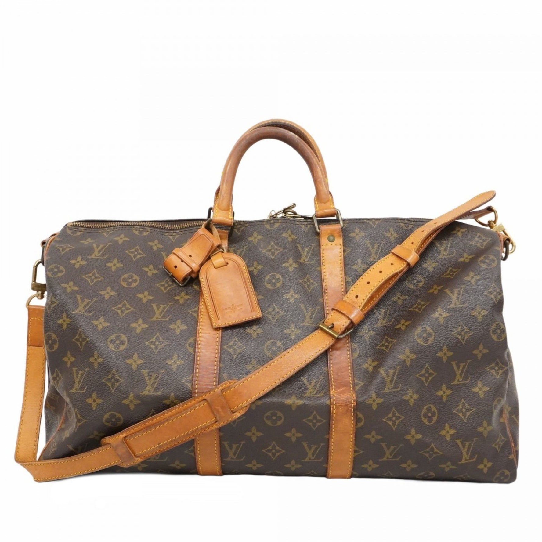 Louis Vuitton Monogram Keepall Bandouliere 50 Boston Bag M41416 Brown Men's and Women's