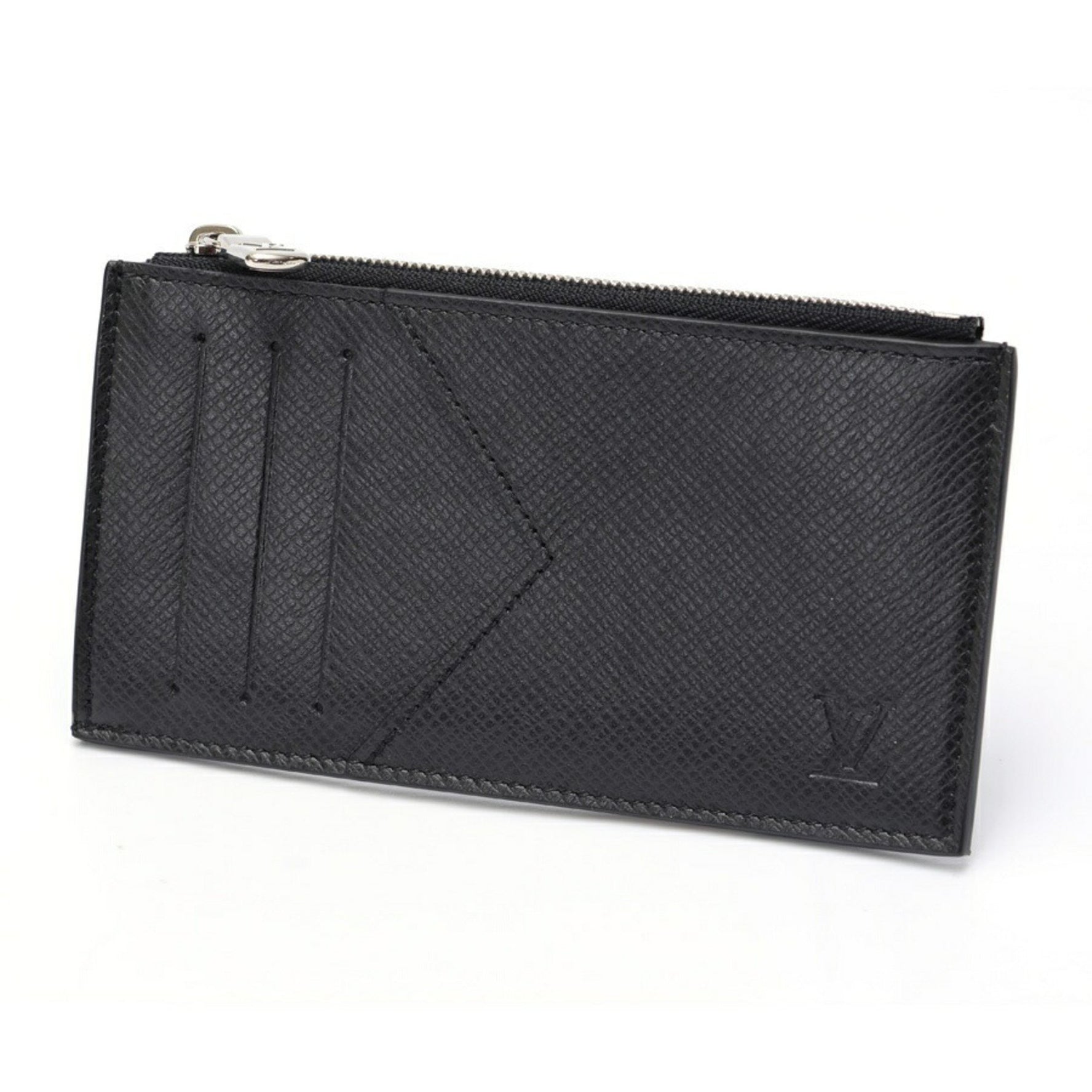 Louis Vuitton Coin Card Holder Zip Case Taiga Noir