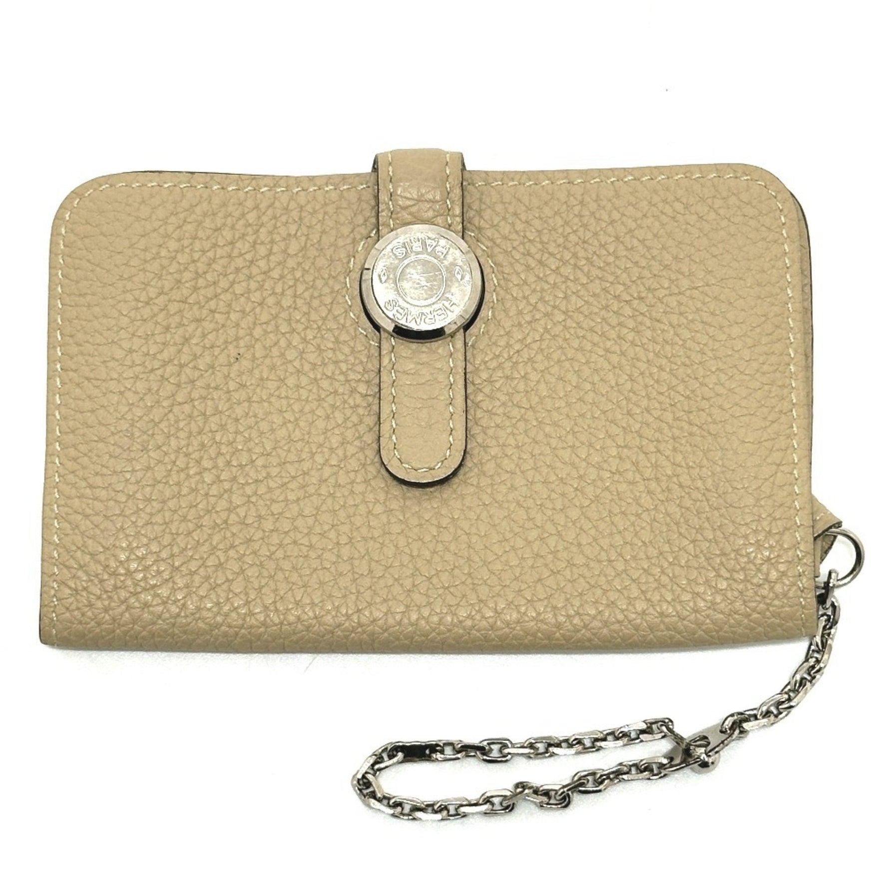 HERMES Dogon Key Case with Chain Wallet/Coin Small Items Taurillon Clemence Trench