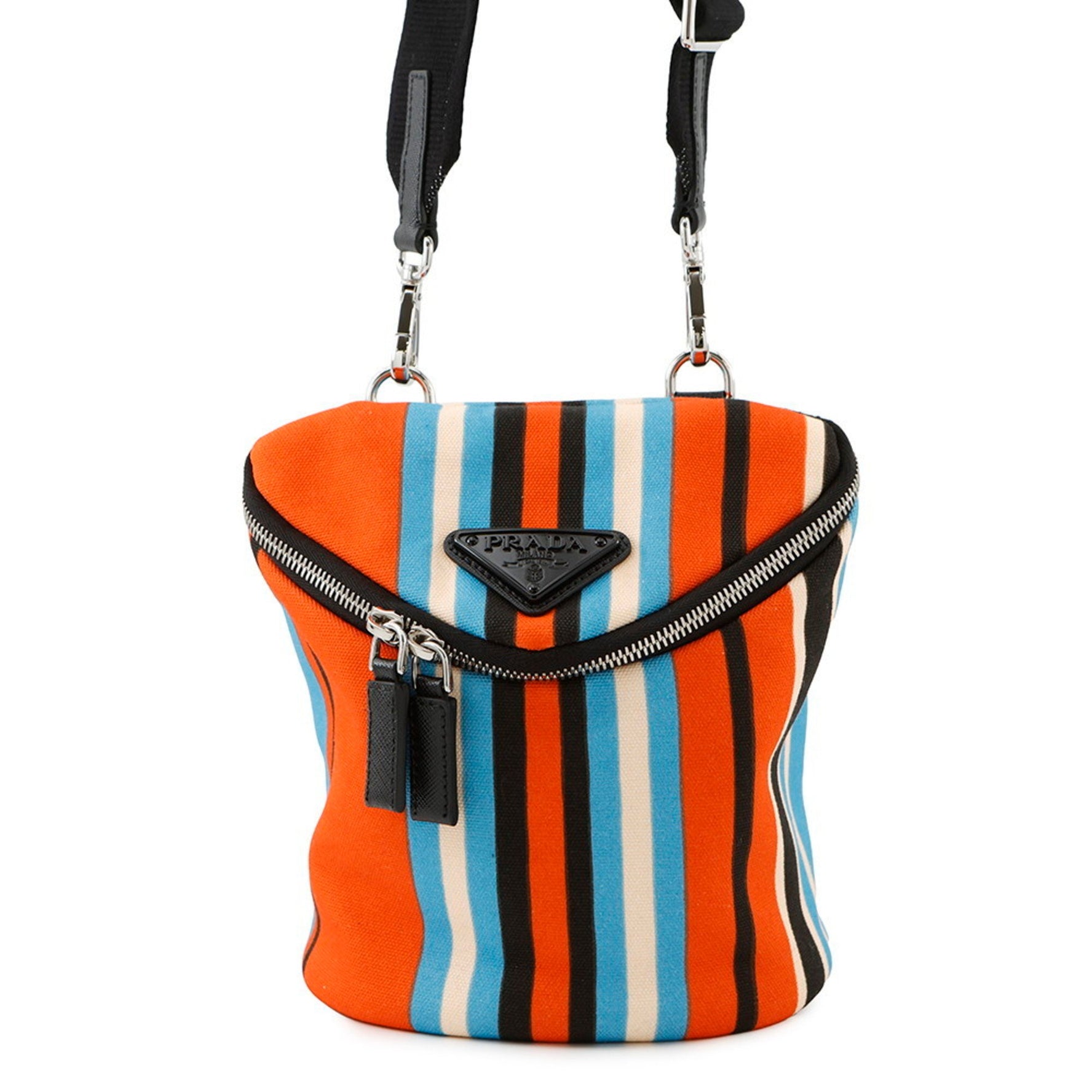 Prada Triangle Stripe Canvas Shoulder Bag 2VH147 PRADA