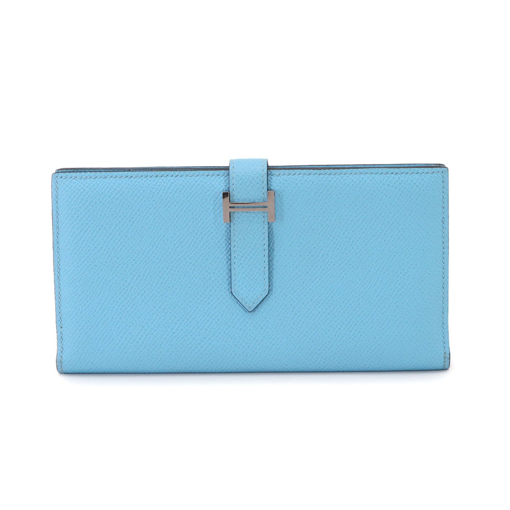Hermes Hermès Bearn Soufflet Bifold Long Wallet, Epson A Stamp, Silver Hardware