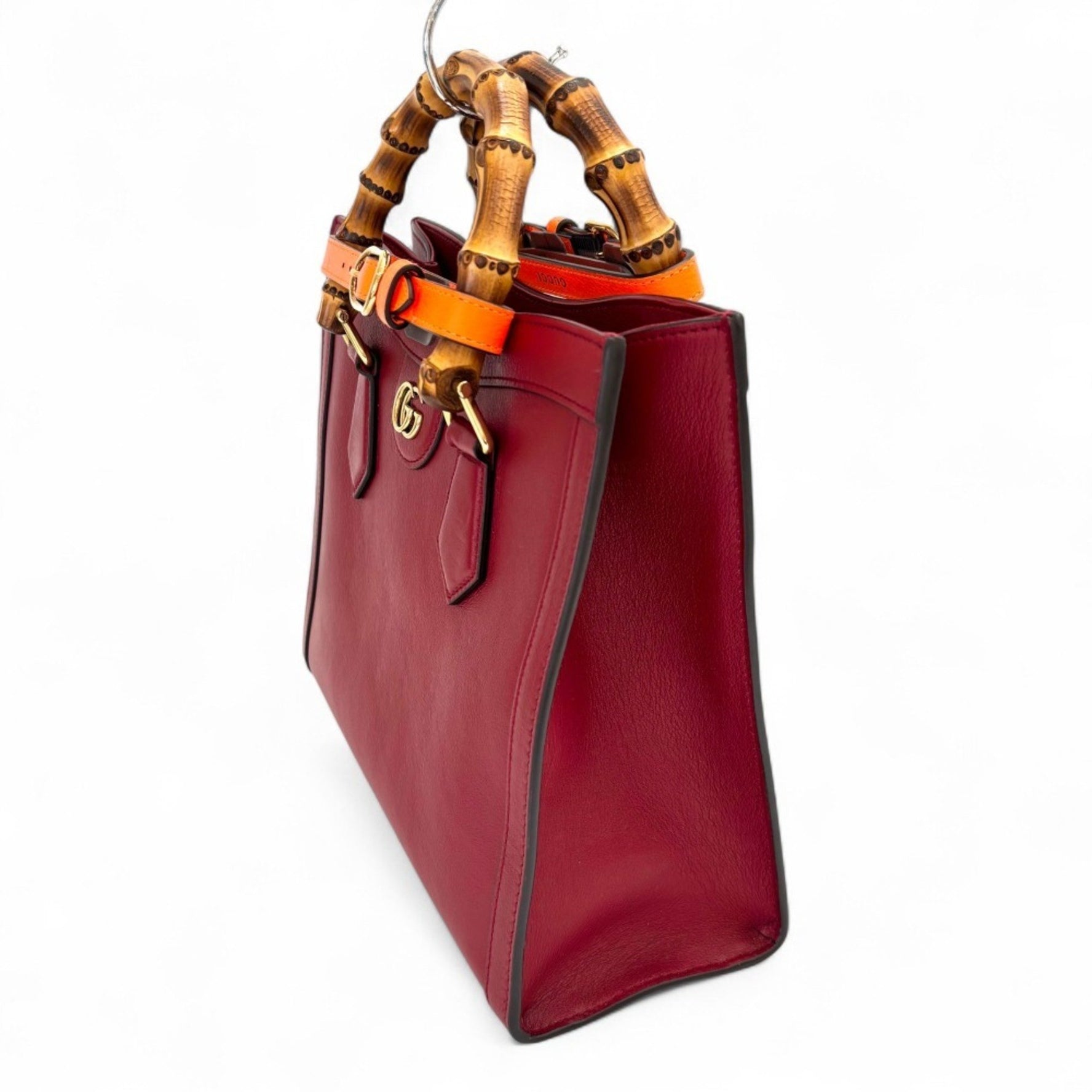 GUCCI Diana Small Bamboo Handle Leather Tote Bag Shoulder Red