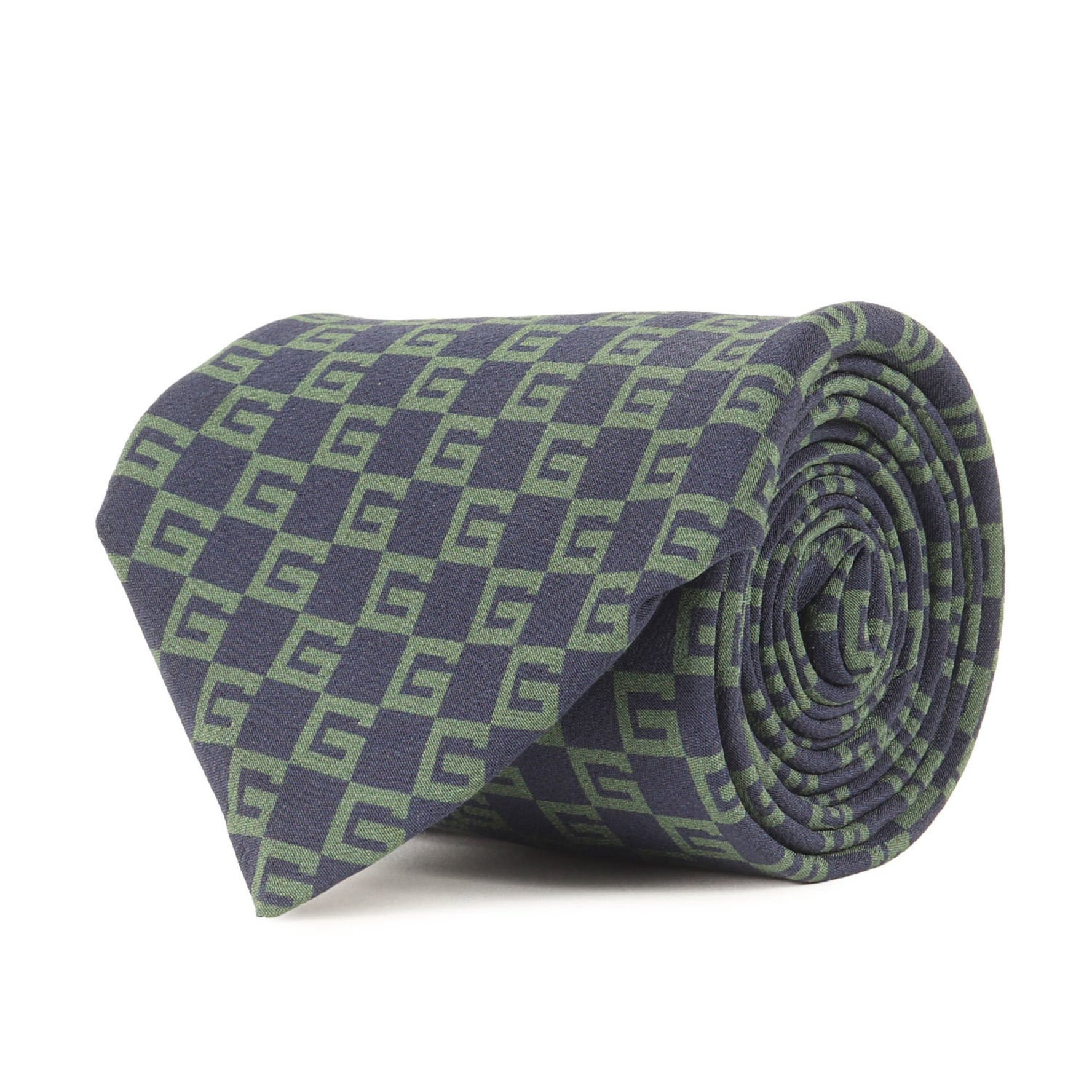 GUCCI G Checkered Silk Tie in Blue