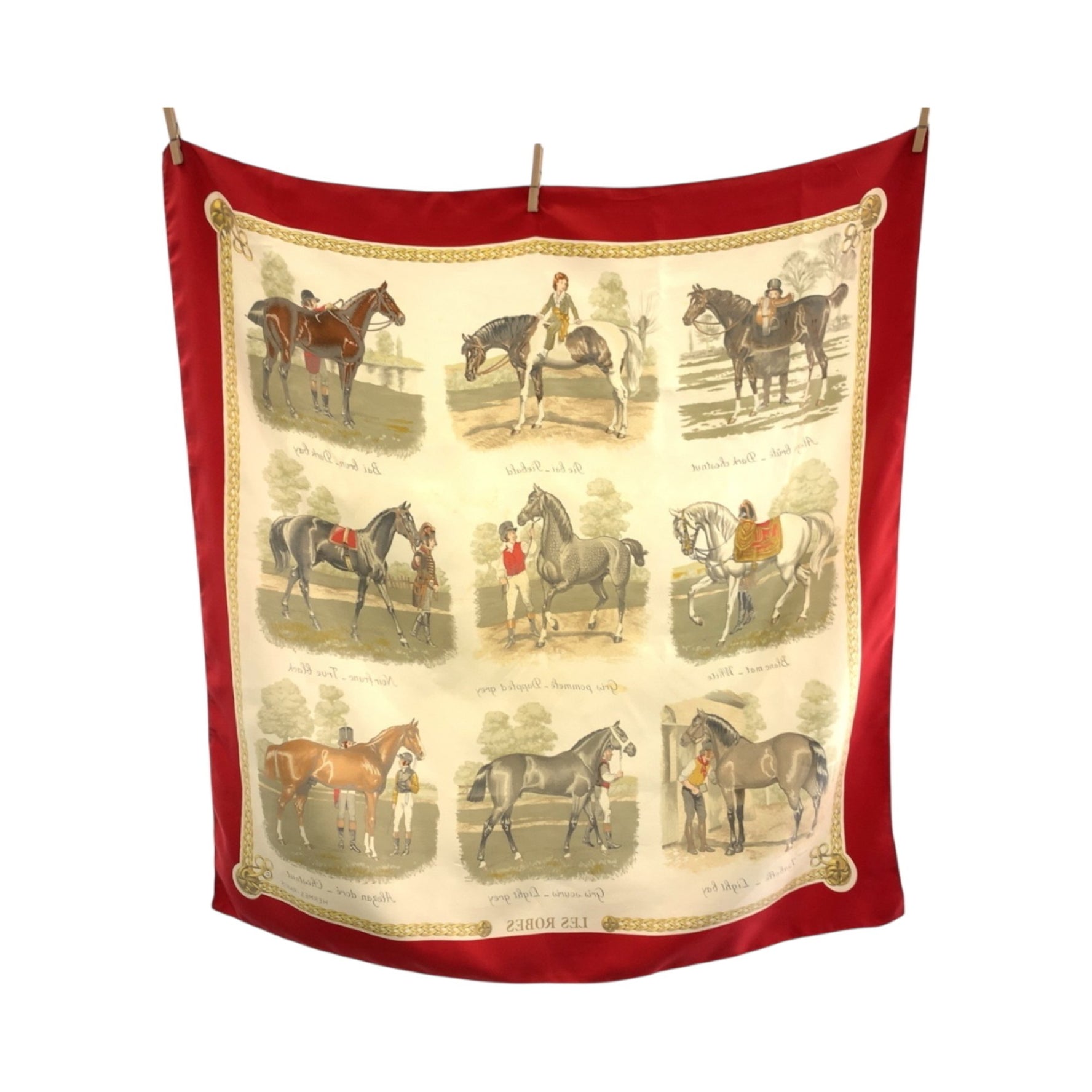 HERMES Carré 90 LES ROBES Horsehair Red Multicolor Silk Scarf/Muffler