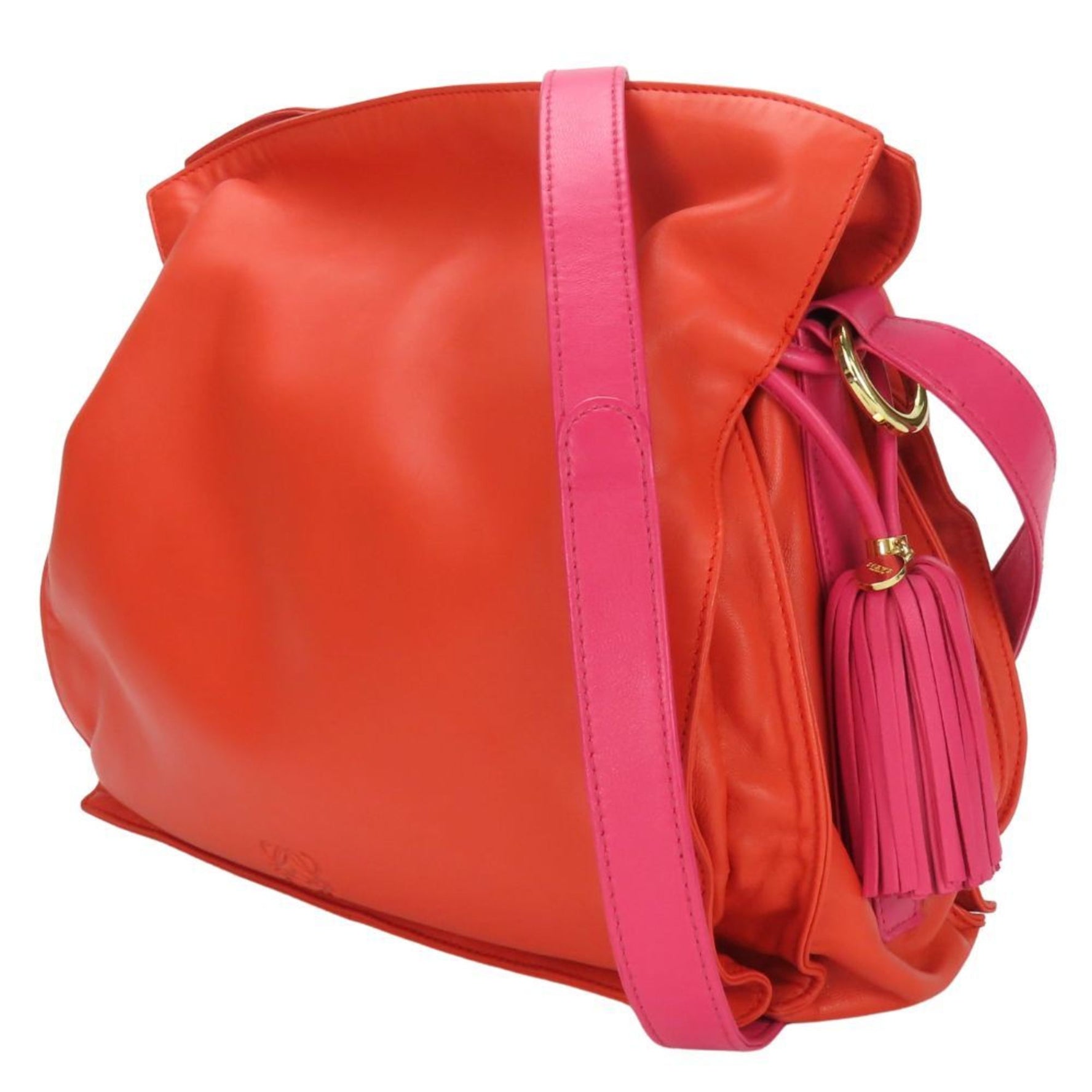 LOEWE Shoulder Bag Flamenco Nappa Leather Orange Pink 2WAY Women's
