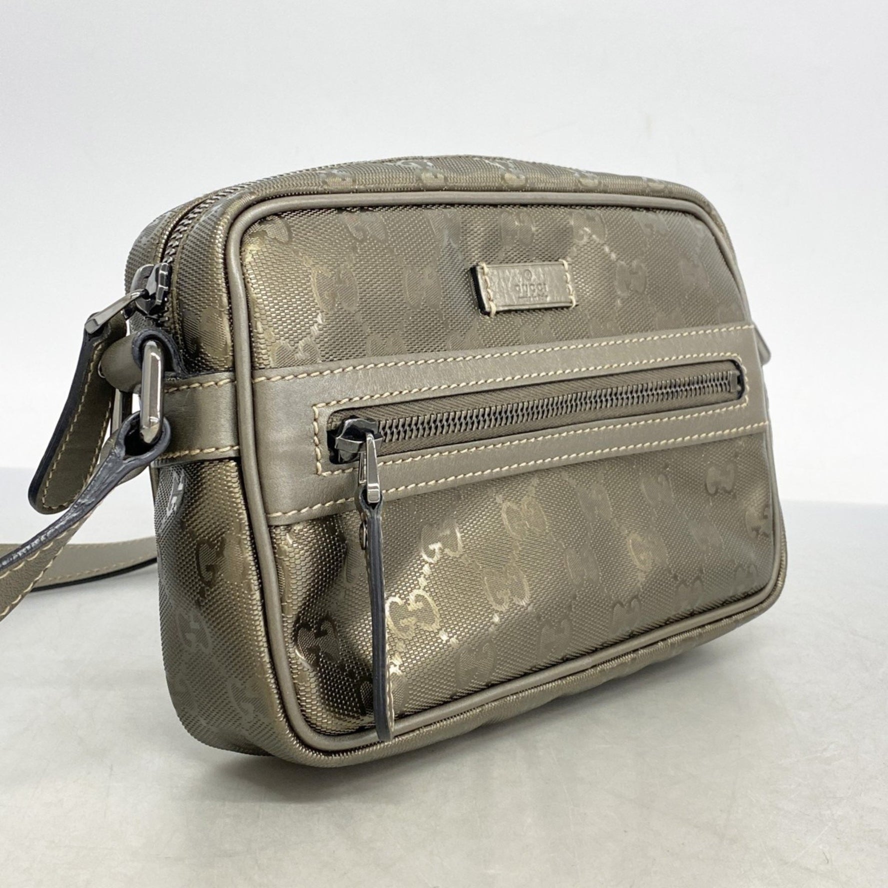 Gucci GG Imprime Shoulder Bag Coated Canvas Bronze Women's
