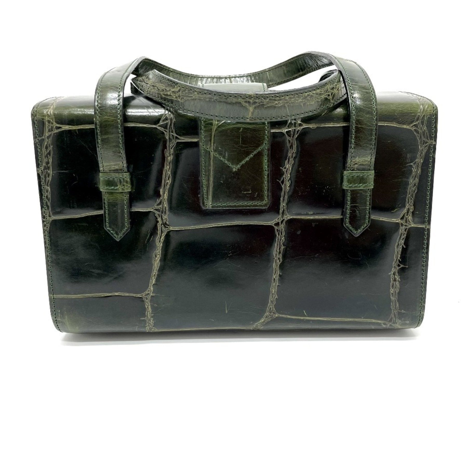 CELINE Crocodile Embossed Vanity Box Handbag in Leather