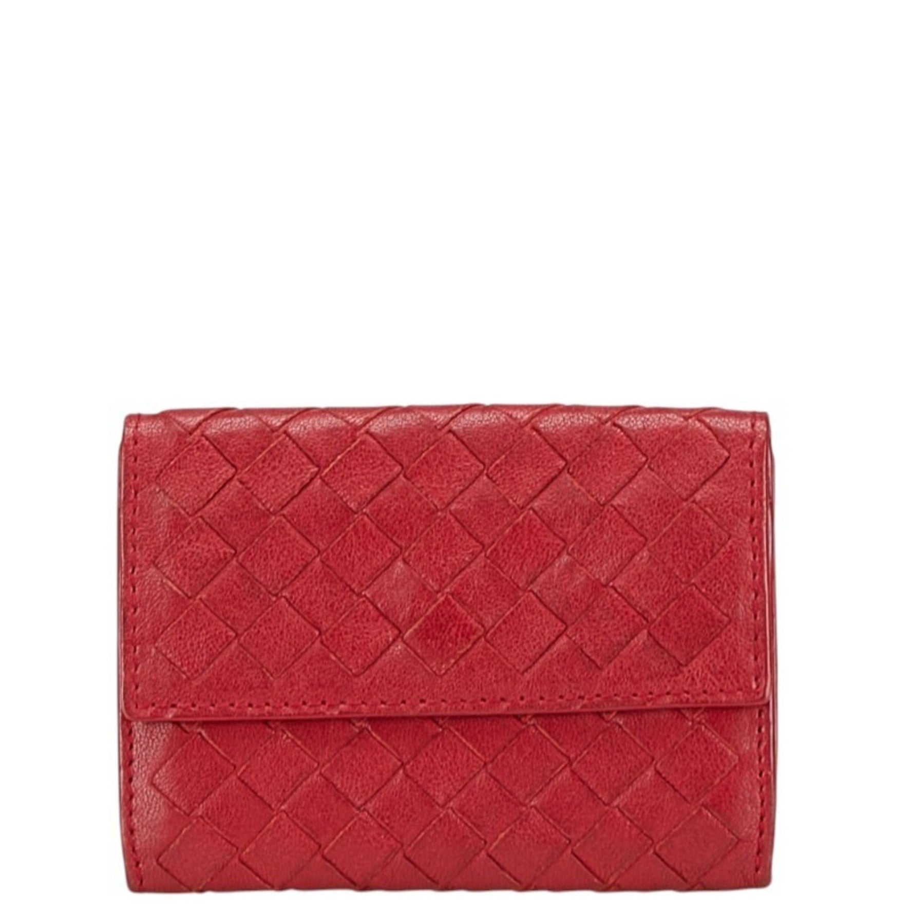 Bottega Veneta Intrecciato Card Case Red Leather BOTTEGAVENETA