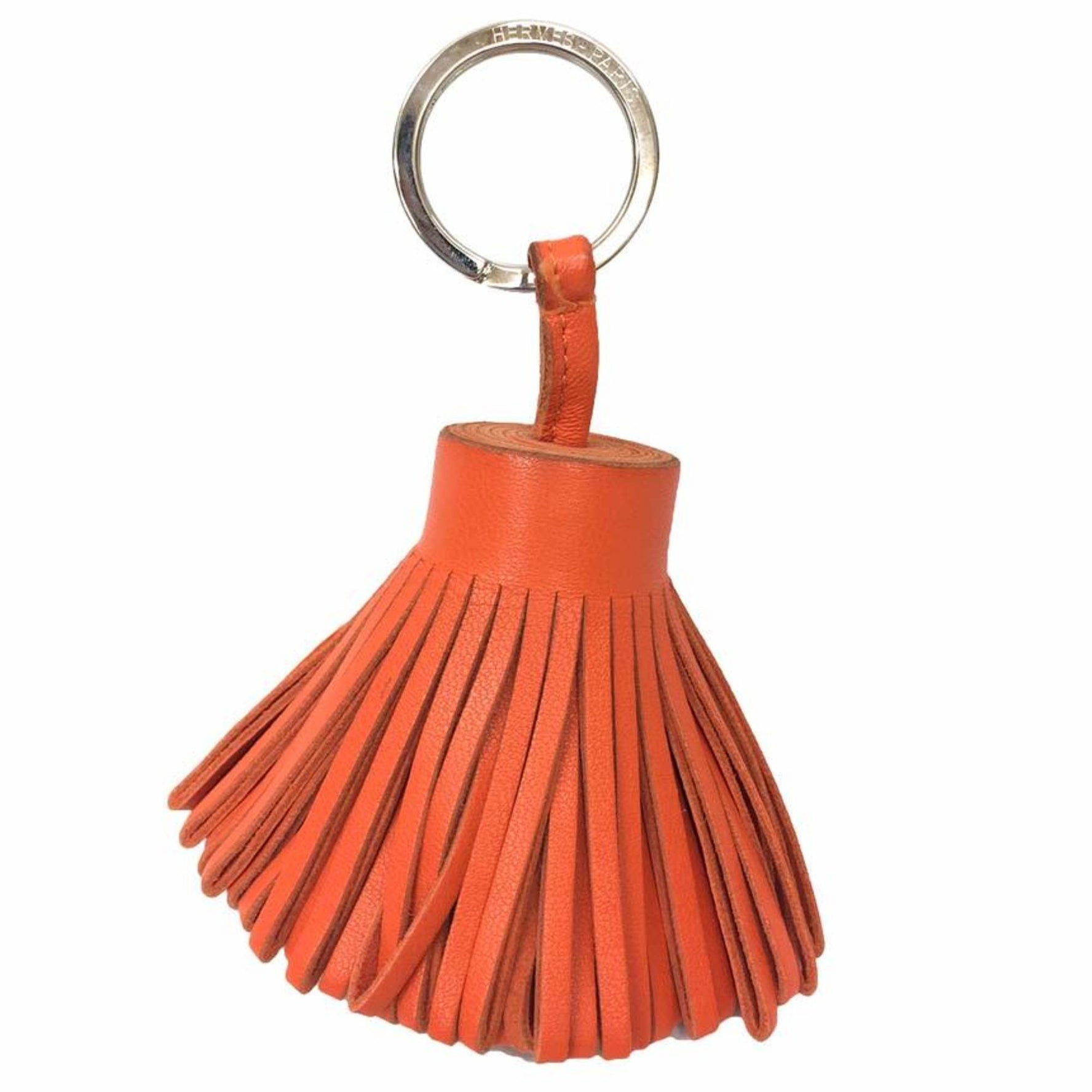 Hermes HERMES Carmen Key Ring Holder Charm Leather Orange Wallet Accessories