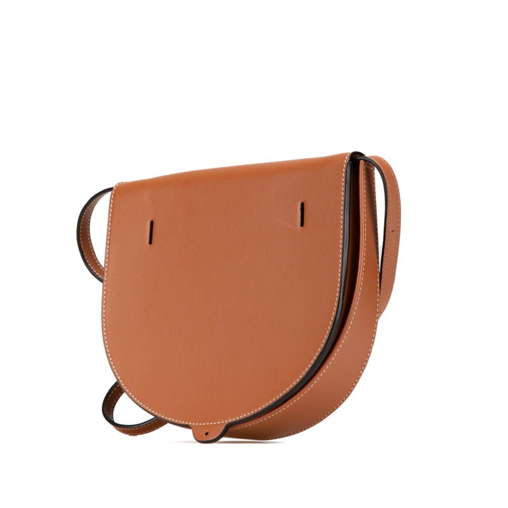 LOEWE Anagram Heel Pouch Crossbody Shoulder Bag in Tan and Leather