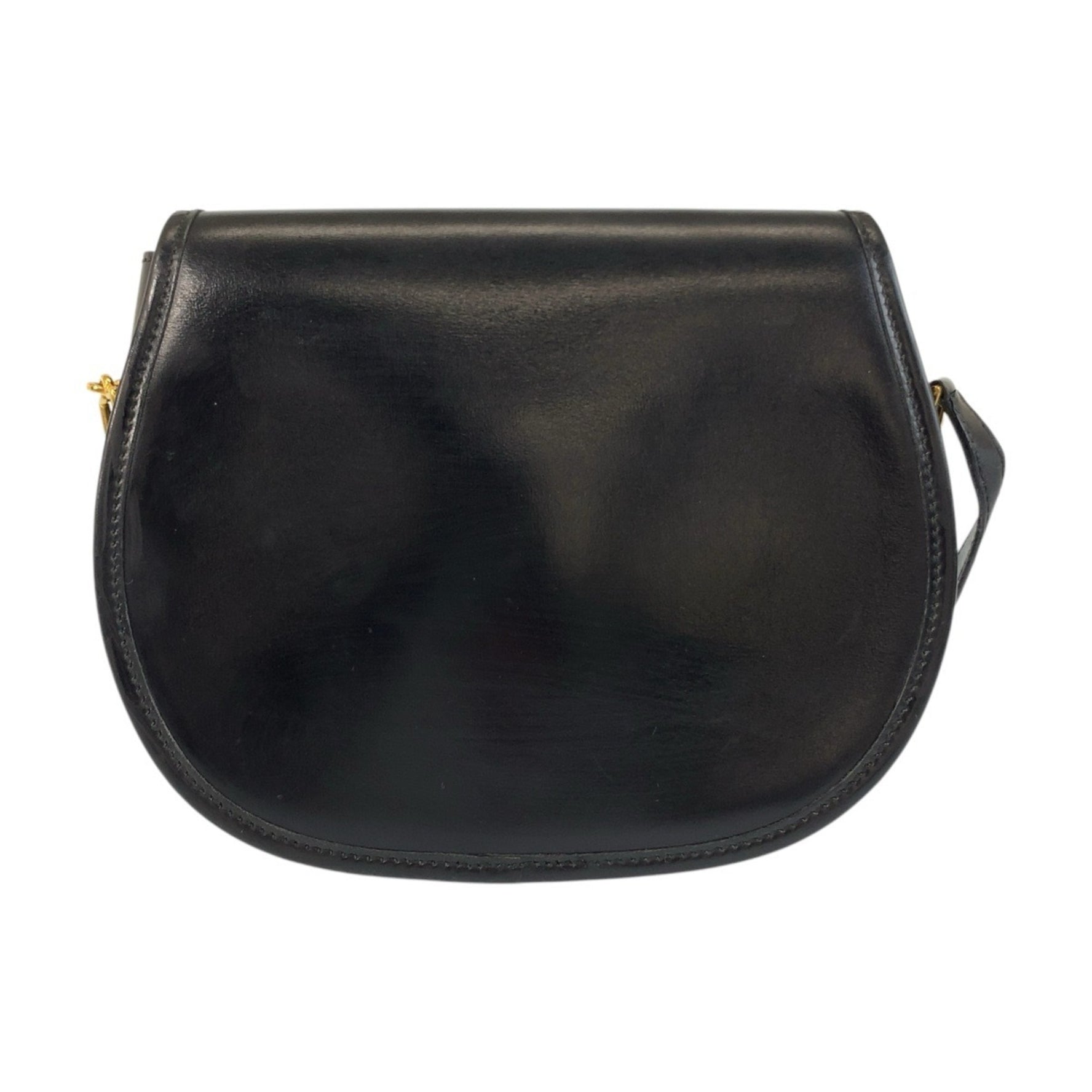 HERMES Hermes Vintage Black Gold Hardware Leather Shoulder Bag Pochette Women's