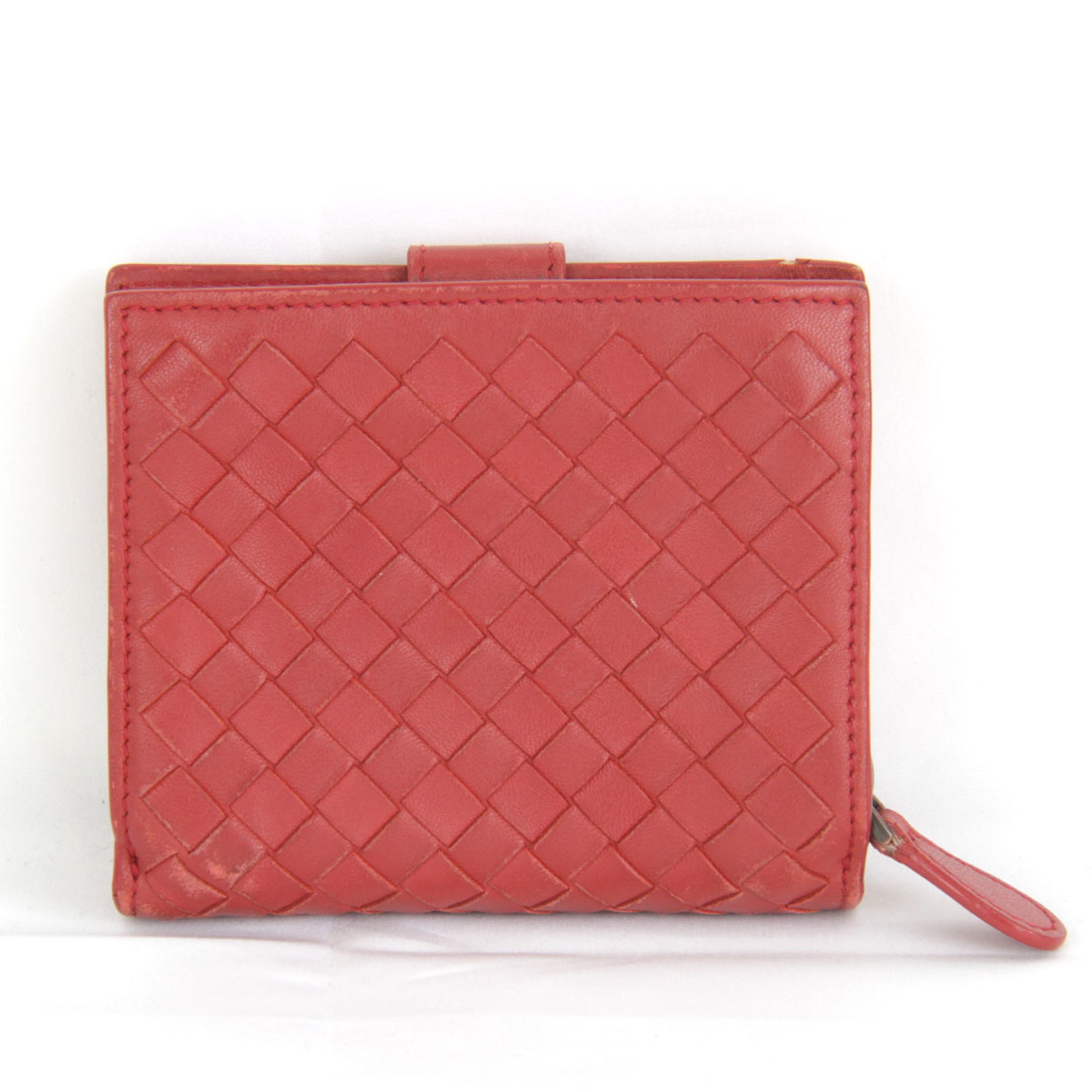 BOTTEGA VENETA Intrecciato Bifold Wallet Leather Red