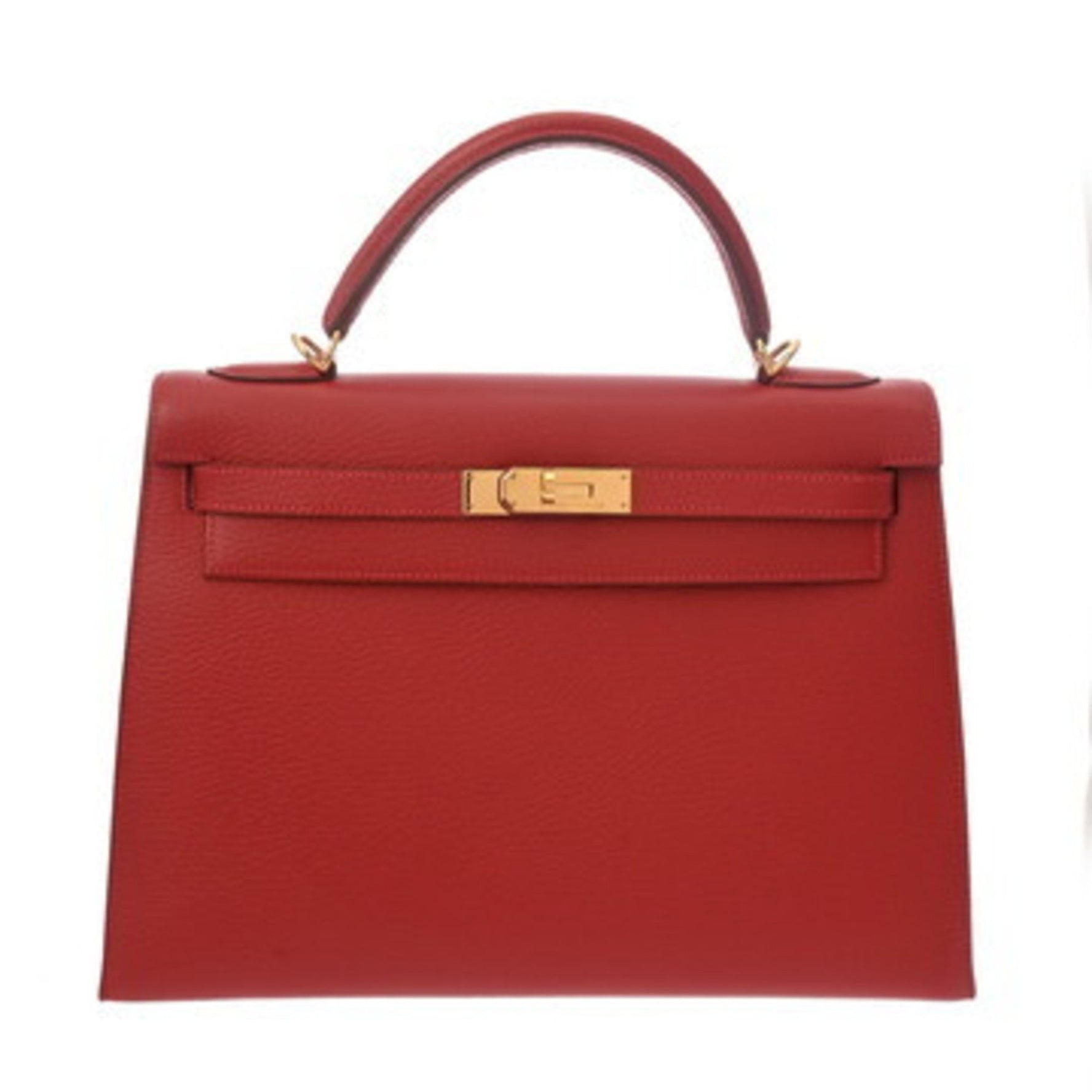 HERMES Kelly 32, exterior stitching, Rouge Bif, G stamp (circa 2003), women's Ardennes 2-way bag