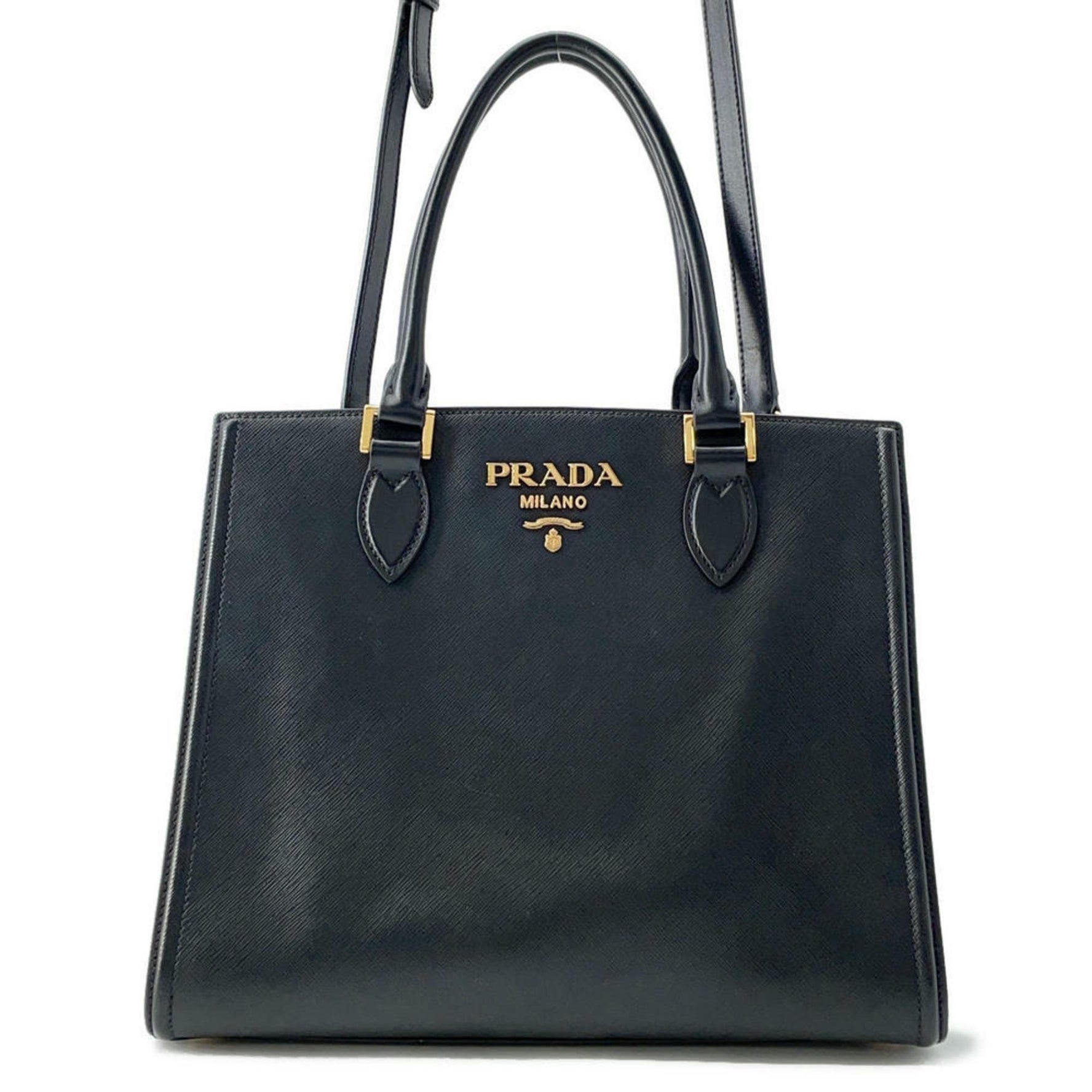 Prada Tote Bag Saffiano Leather 1BA227 PRADA 2way Shoulder Black