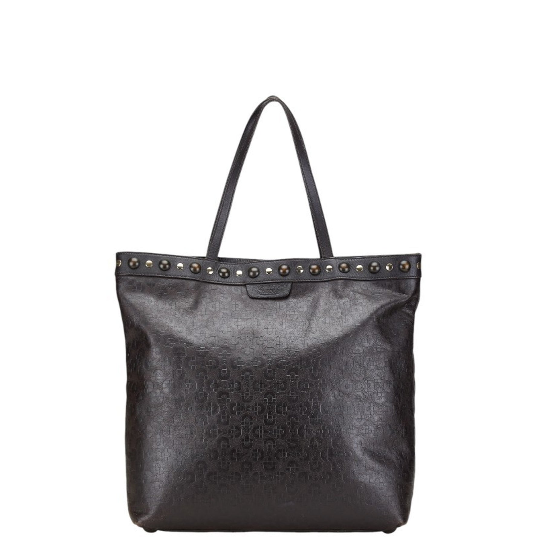 Gucci Horsebit Studded Tote Bag Shoulder Brown Leather Women's GUCCI
