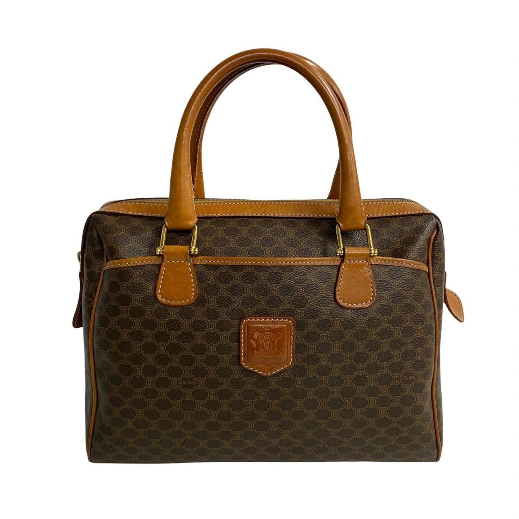CELINE Macadam Blason with Triomphe Logo and Leather Mini Boston Bag