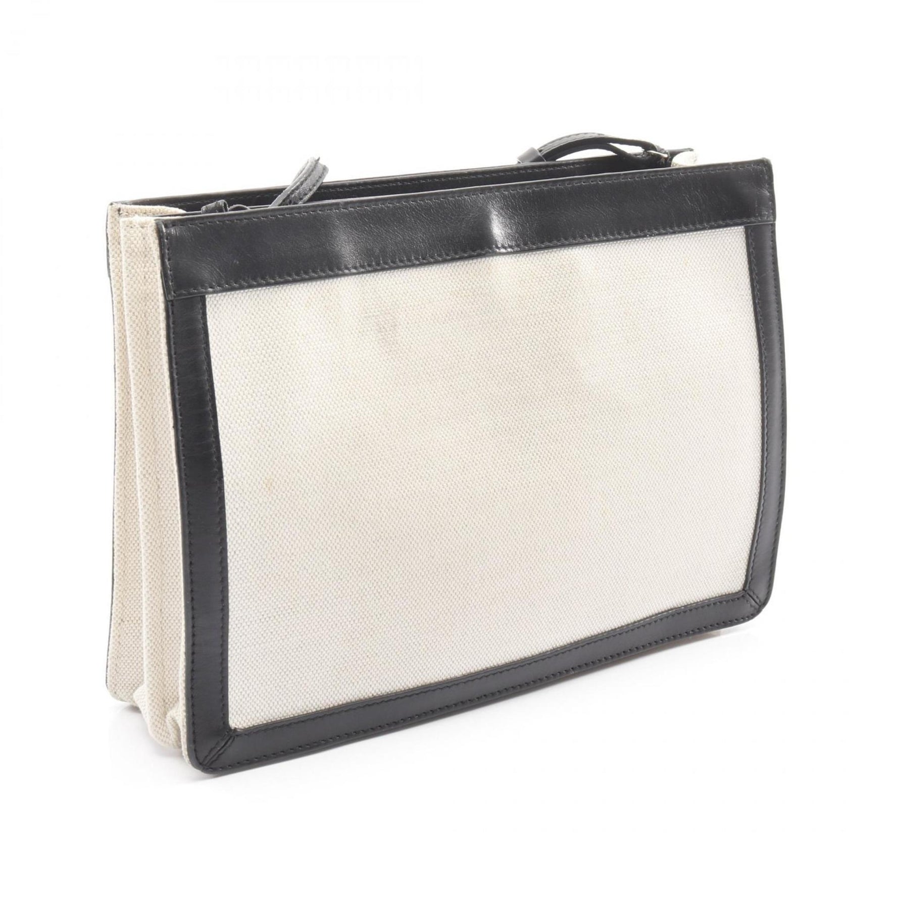 Balenciaga Navy Pochette Shoulder Bag in Canvas and Leather, Ivory Black