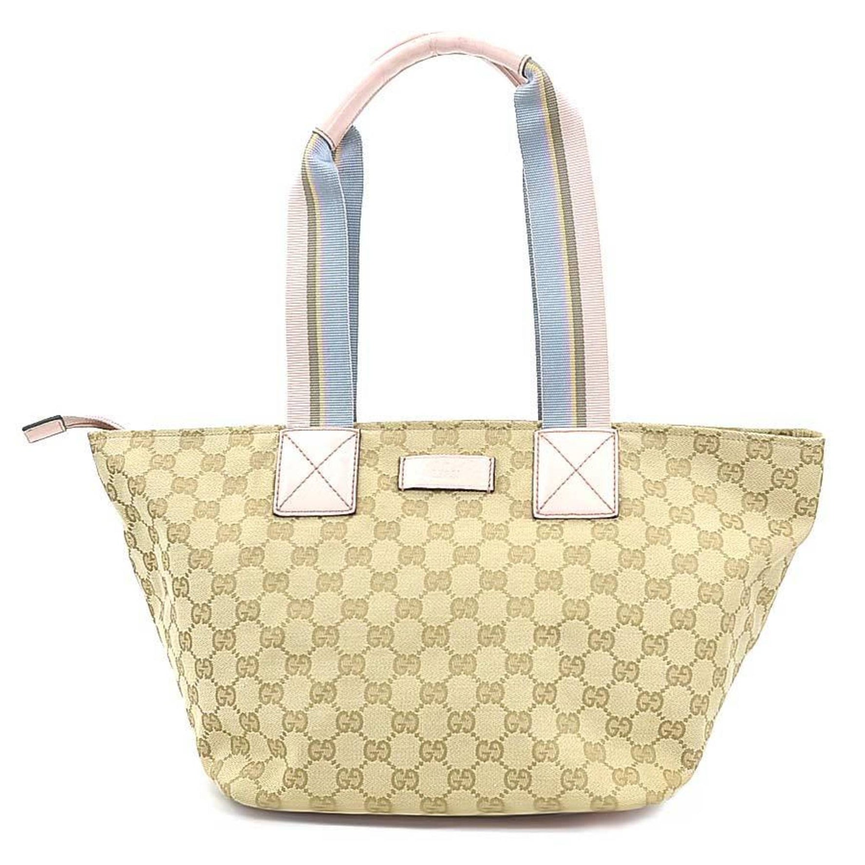 GUCCI Shoulder Bag Tote GG Canvas Leather Beige Pink Blue Women's e60391g