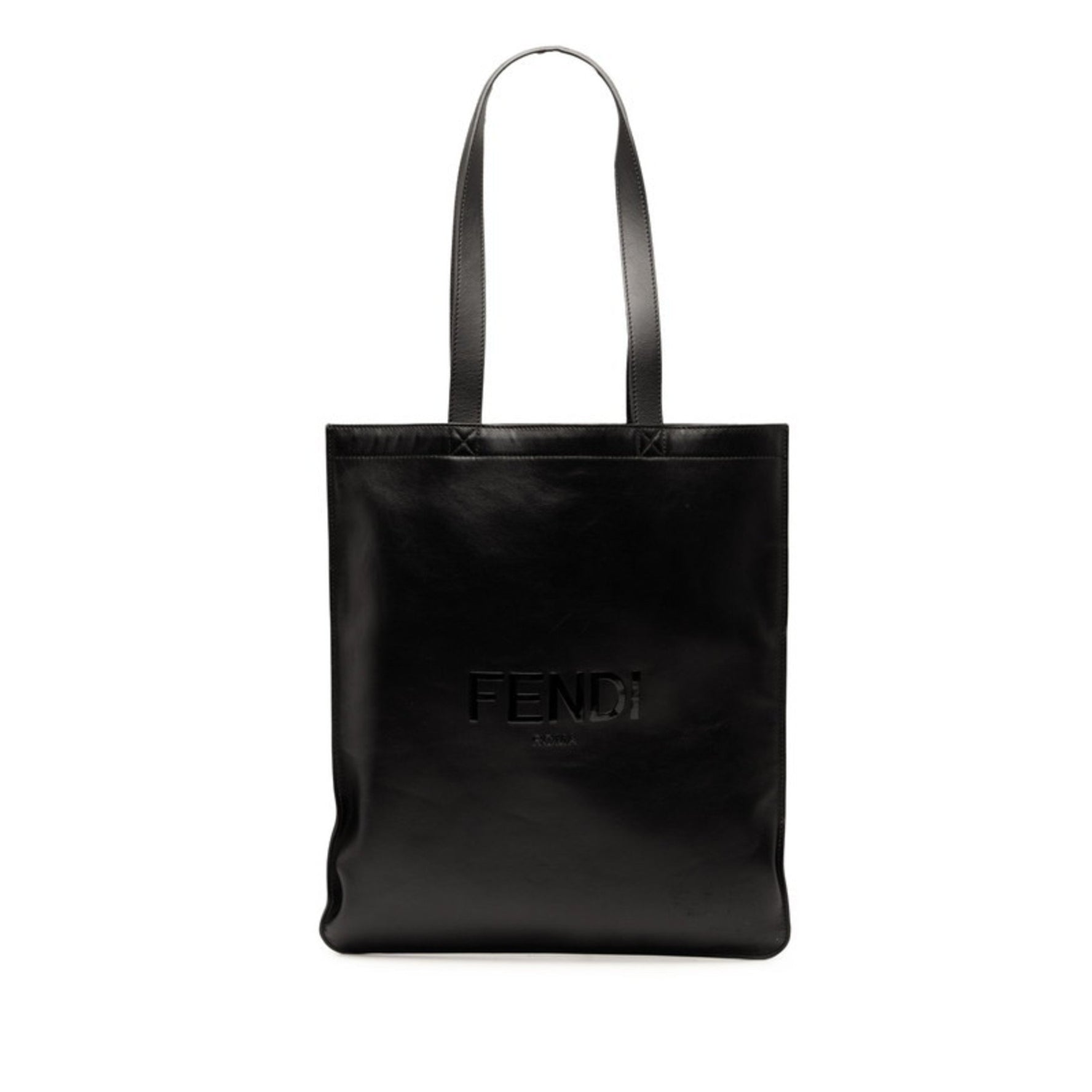Fendi Logo Tote Bag Shoulder Leather