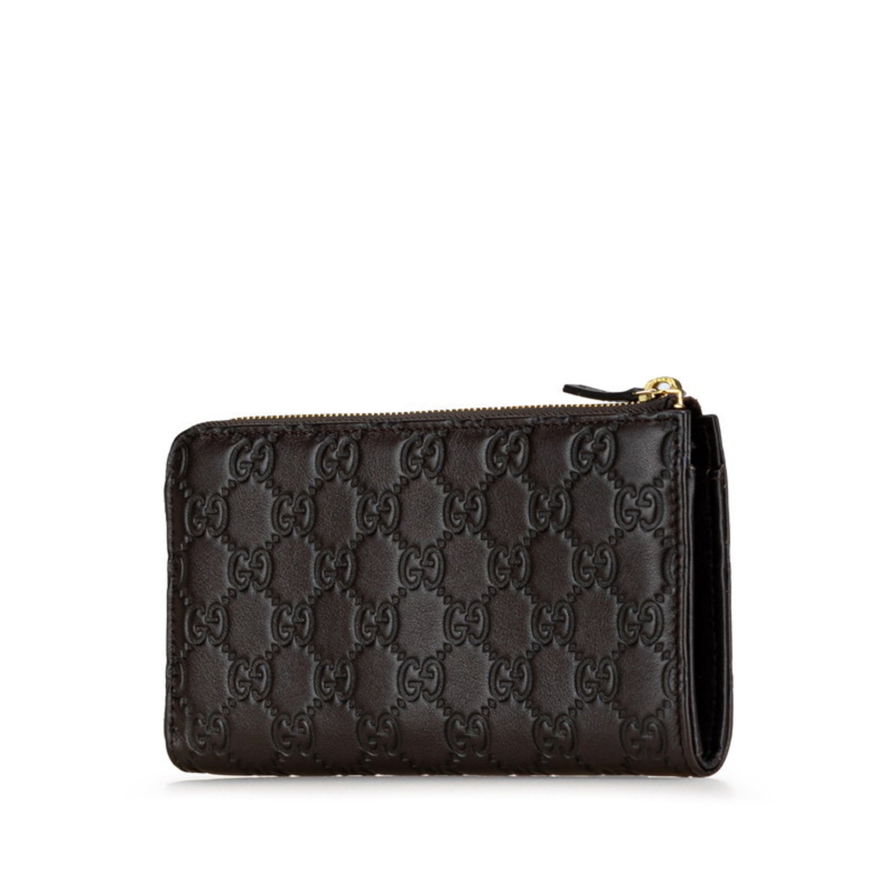 Gucci Guccissima L-shaped long wallet brown leather women's GUCCI