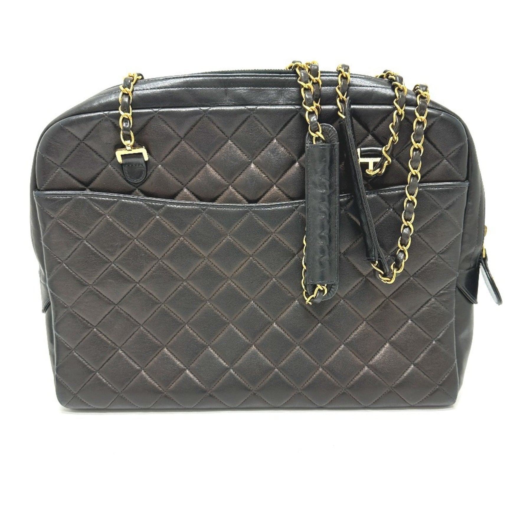 CHANEL Vintage Matelasse Quilted CC Coco Mark Chain Shoulder Bag in Lambskin