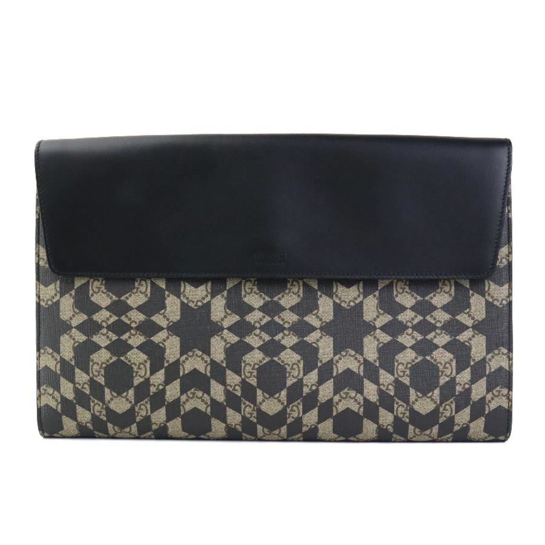 GUCCI Clutch Bag GG Supreme Leather Brown Black Men's e59272k