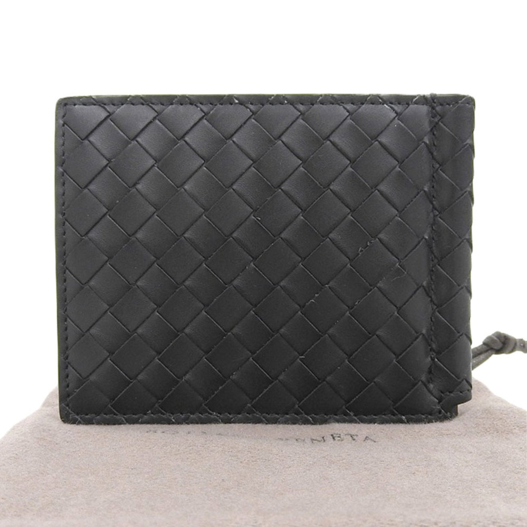 BOTTEGA VENETA Intrecciato Money Clip Bi-fold Wallet Leather