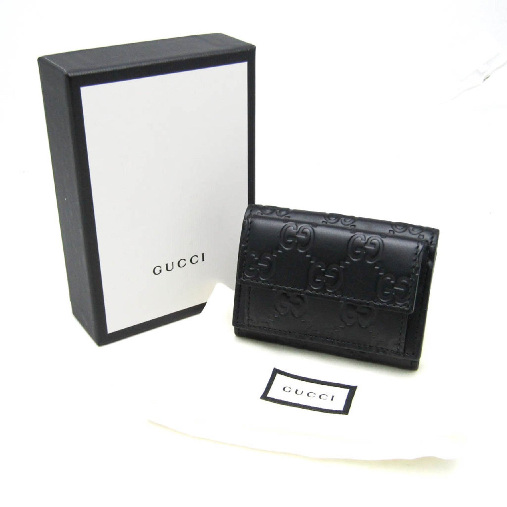 Gucci Guccissima Men,Women Leather Wallet (bi-fold) Black