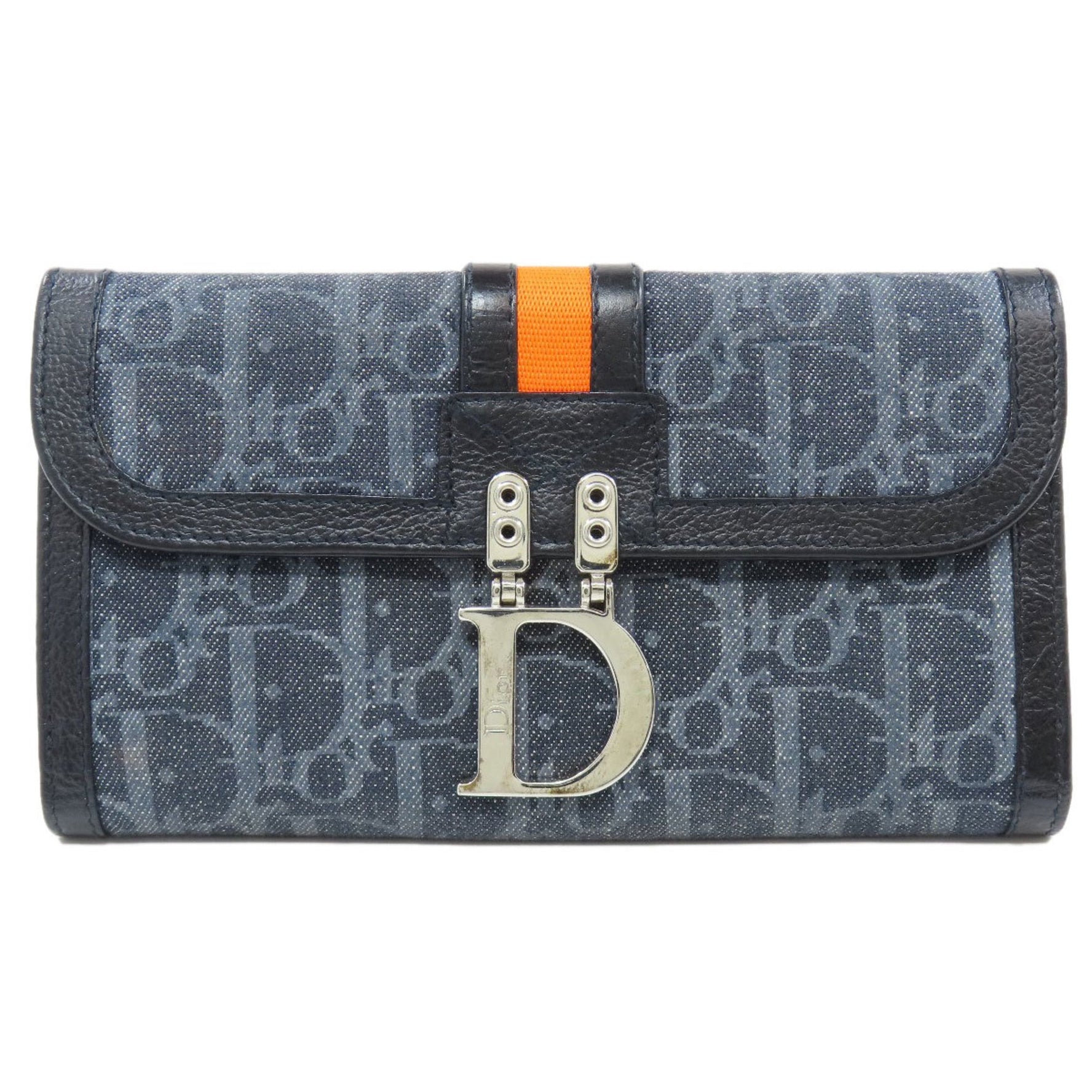 Christian Dior Trotter Pattern Long Wallet Denim