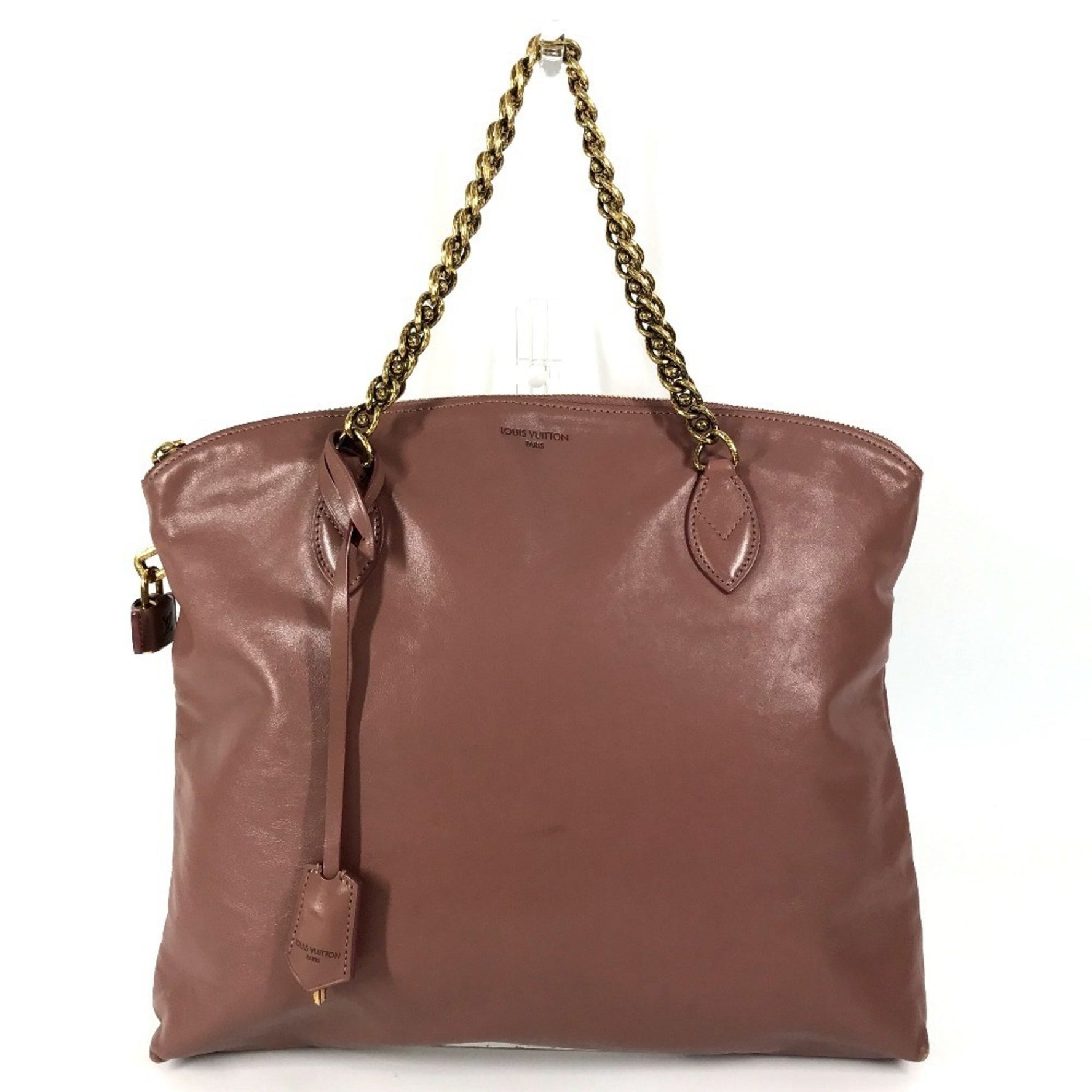 Louis Vuitton Lockit Chain Bag W Shoulder Tote Calf Leather Rose Pink