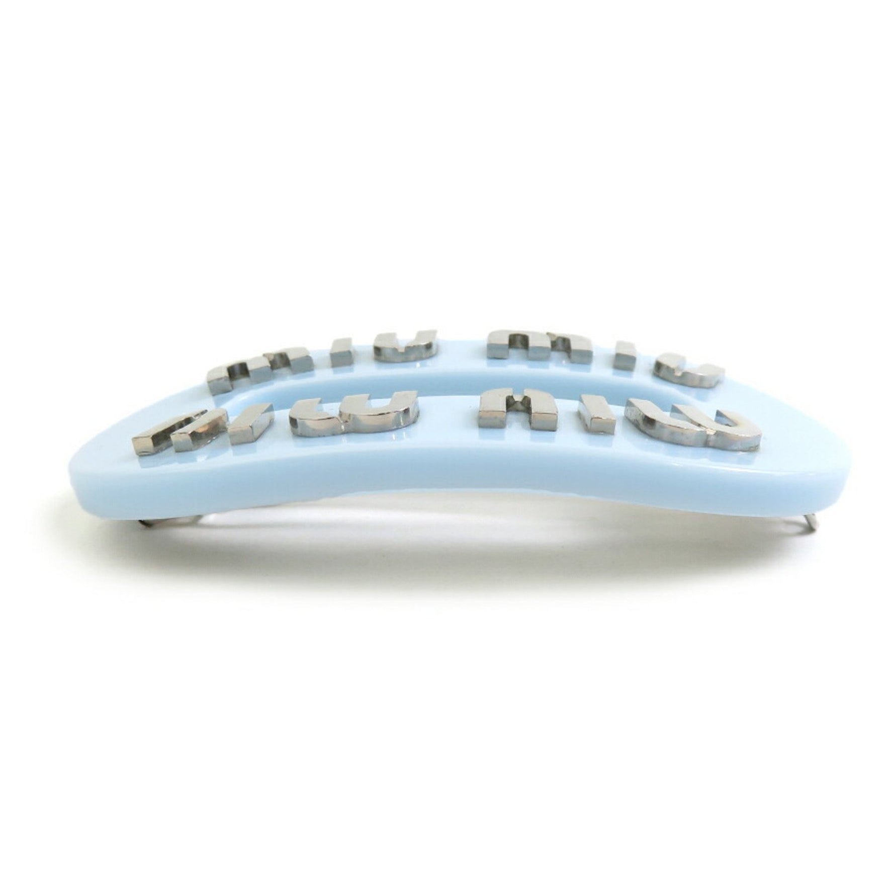 Miu Miu Miu Barrette Hair Accessory Resin Light Blue x Silver