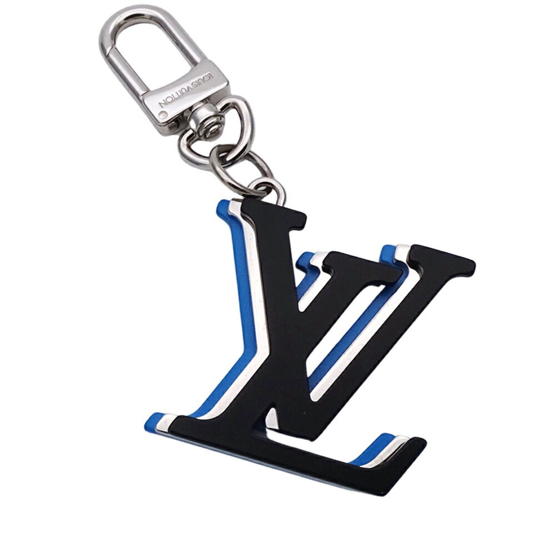Louis Vuitton Charm LV Initials Men's Bijoux Sac Optic Black Blue Silver Bag Keychain
