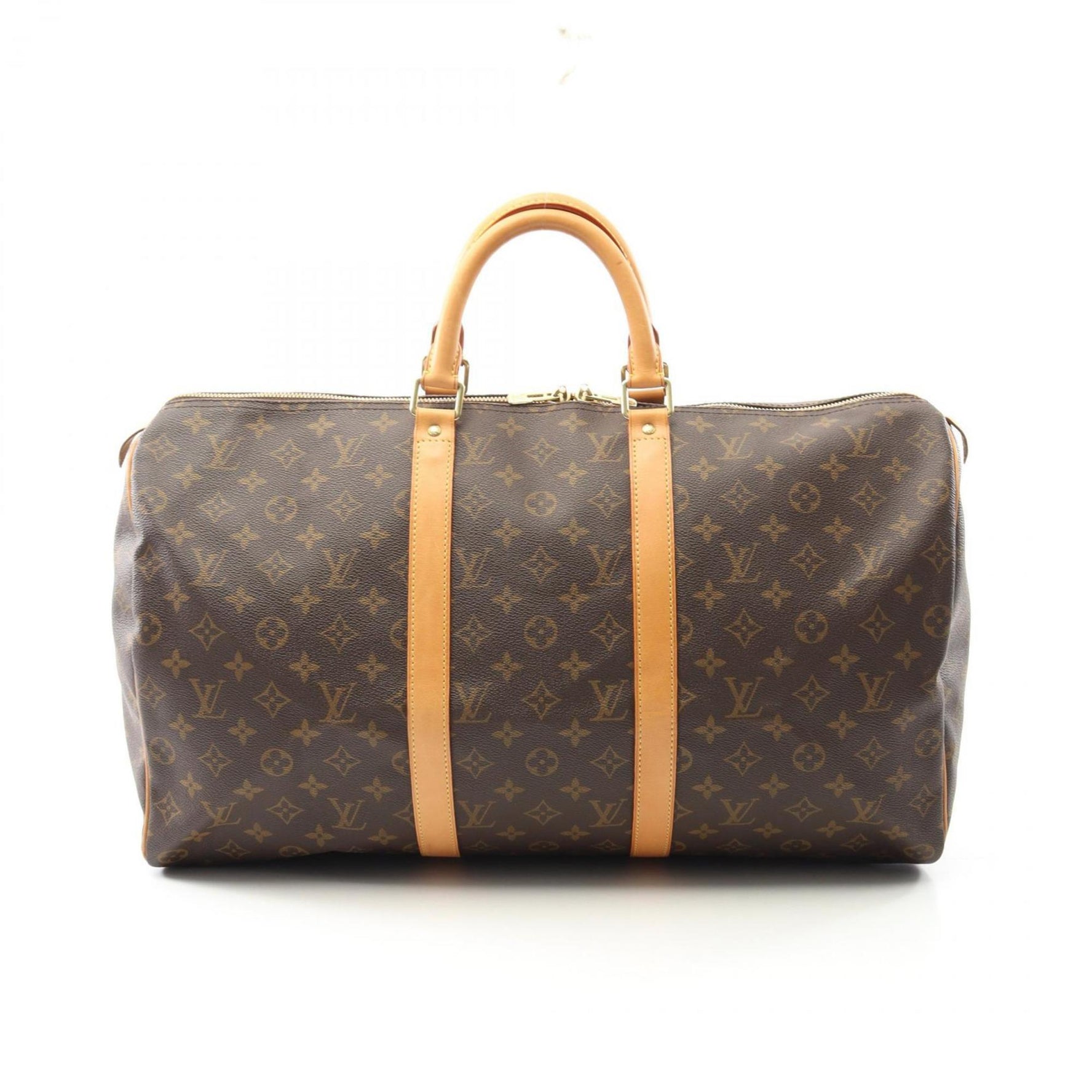 Louis Vuitton Keepall 50 Monogram Boston Bag Coated Canvas Leather Men's Brown