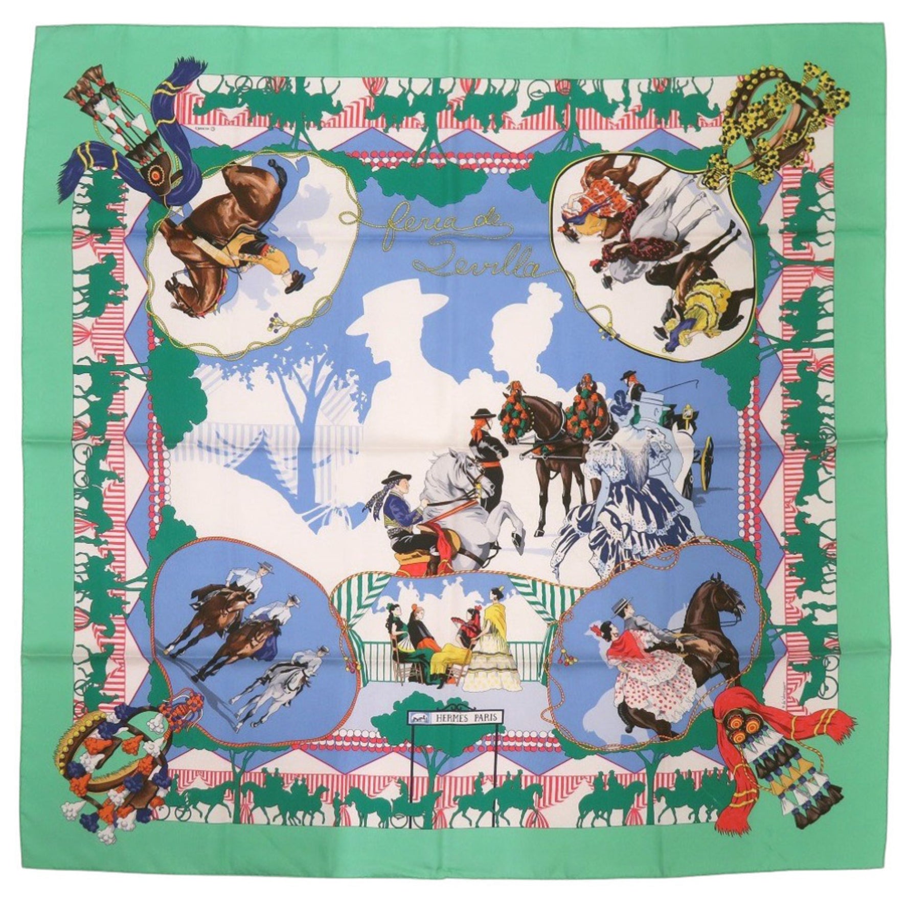 Hermès Carré 90 FERIA DE SEVILLA Seville Holidays Silk Scarf Muffler 0119 HERMES